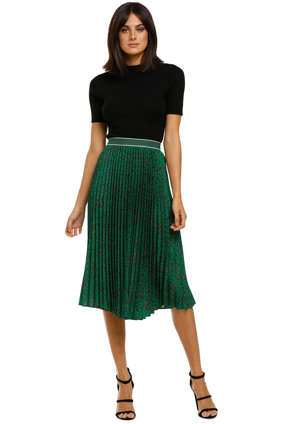Curate-by-Trelise-Cooper-Side-Pleat-Skirt-Green-Front