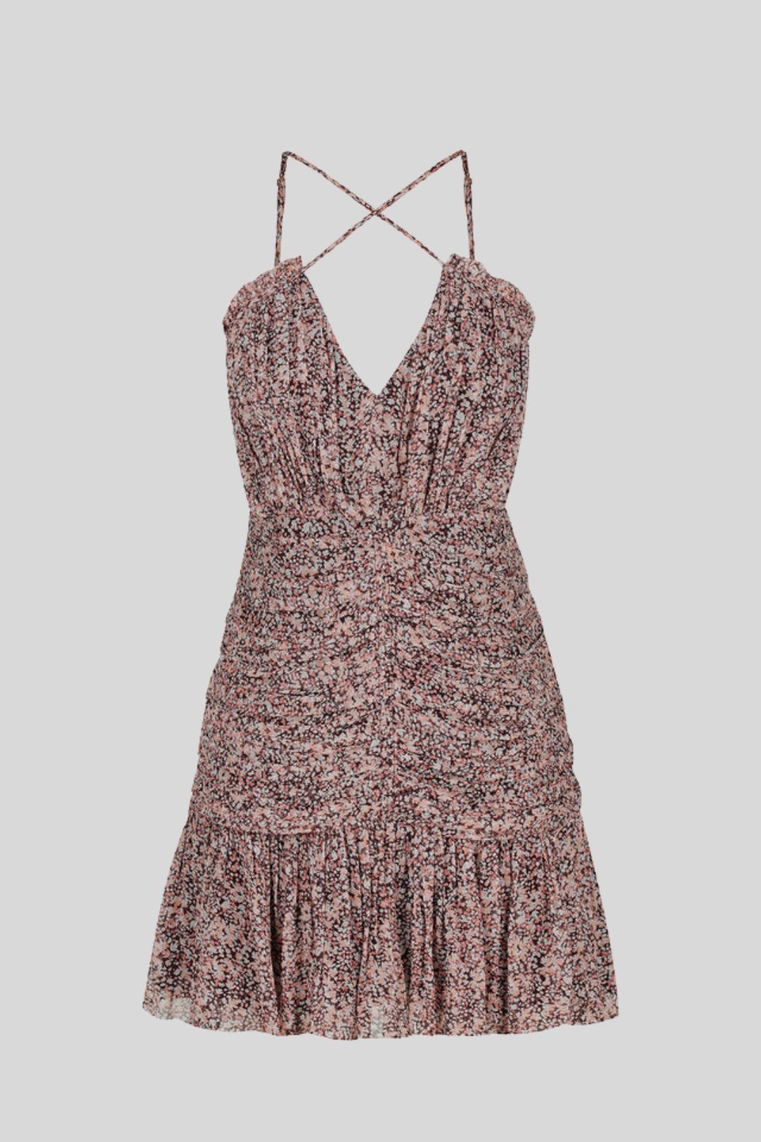 Shona Joy Cynthia Cross Front Mini Dress in Rouge Multi