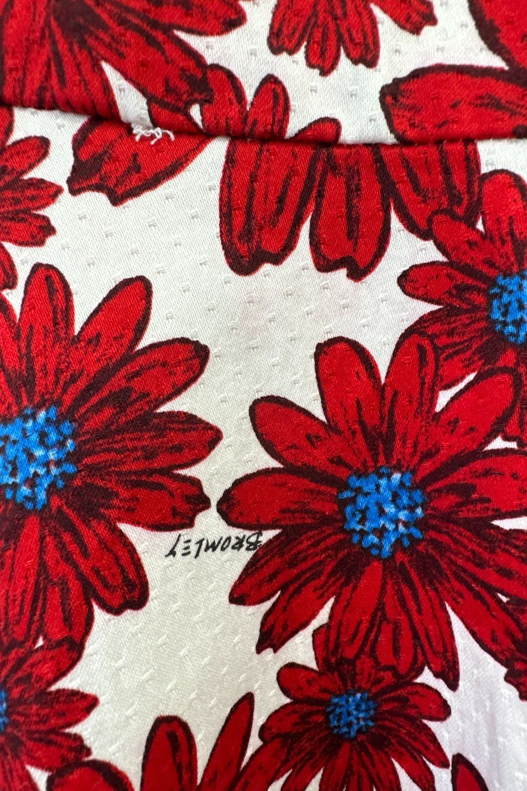 Red Daisy Print Knee Length Sundress