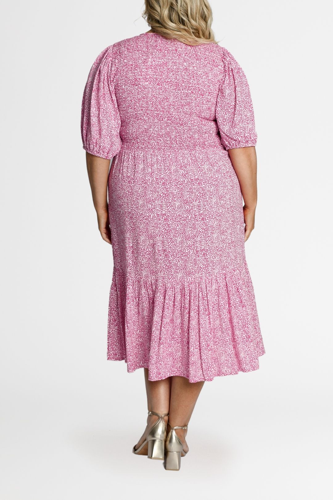 Dani Marie Mia Blouse Sleeve Dress Pink 3/4 Sleeves