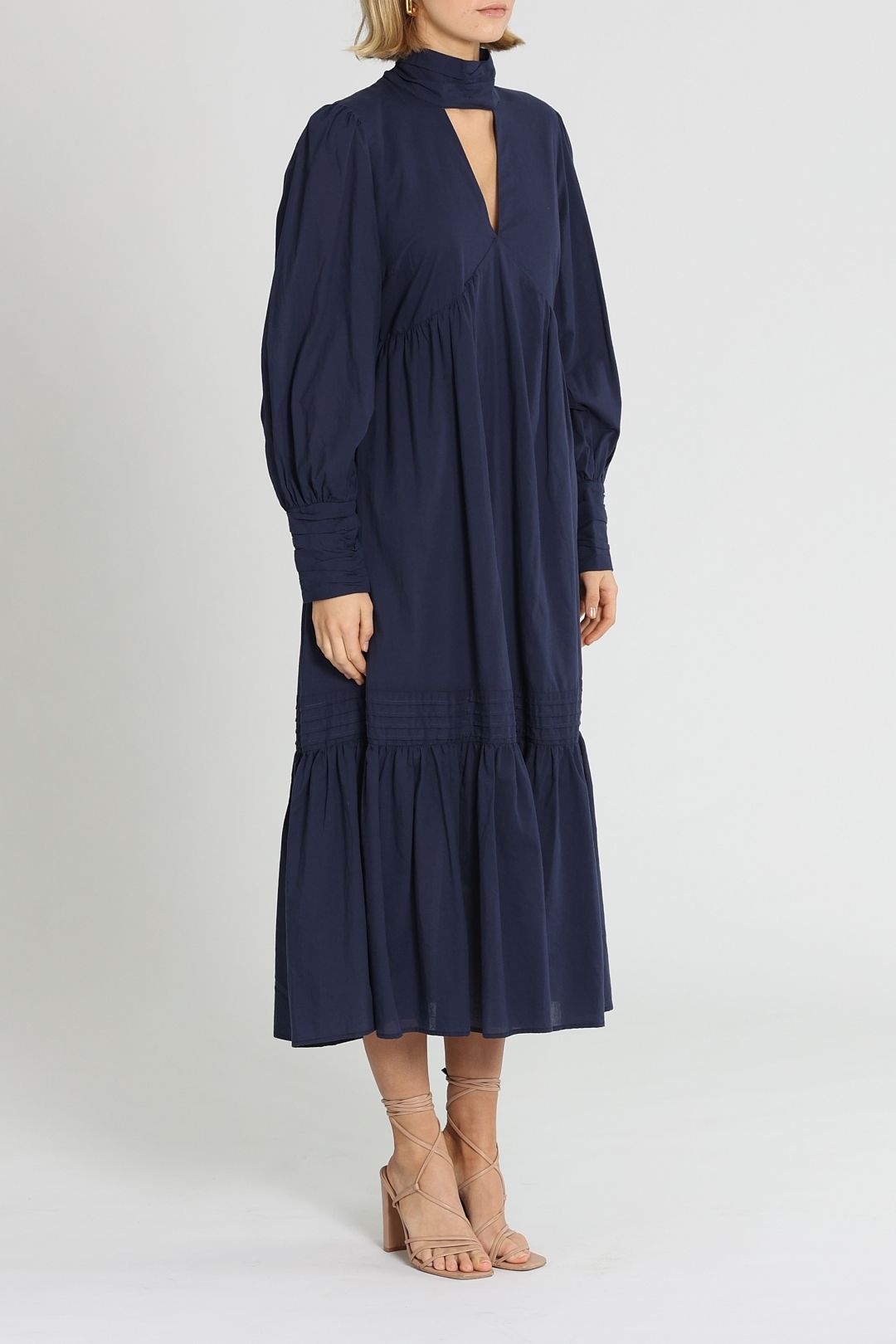 David Jones Long Sleeve Cut Out Maxi Dress Relaxed Fit