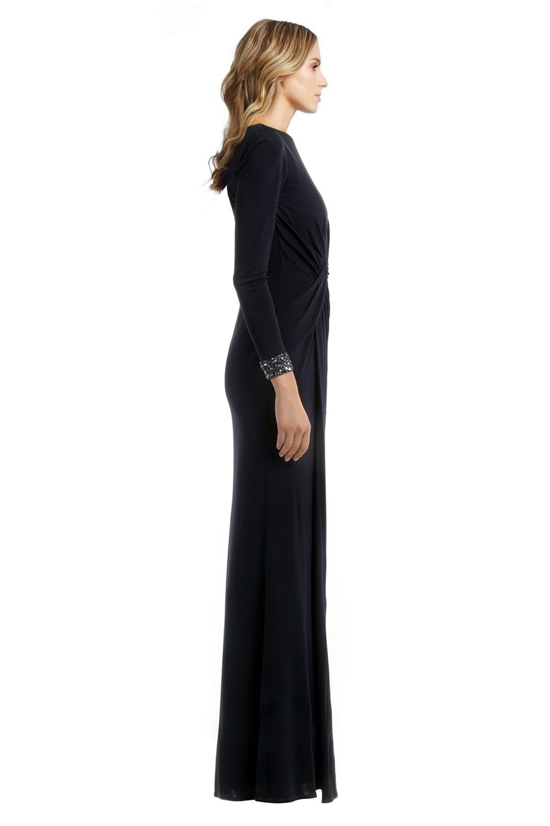 David Meister - Cuff Out Back Gown  - Navy - Side