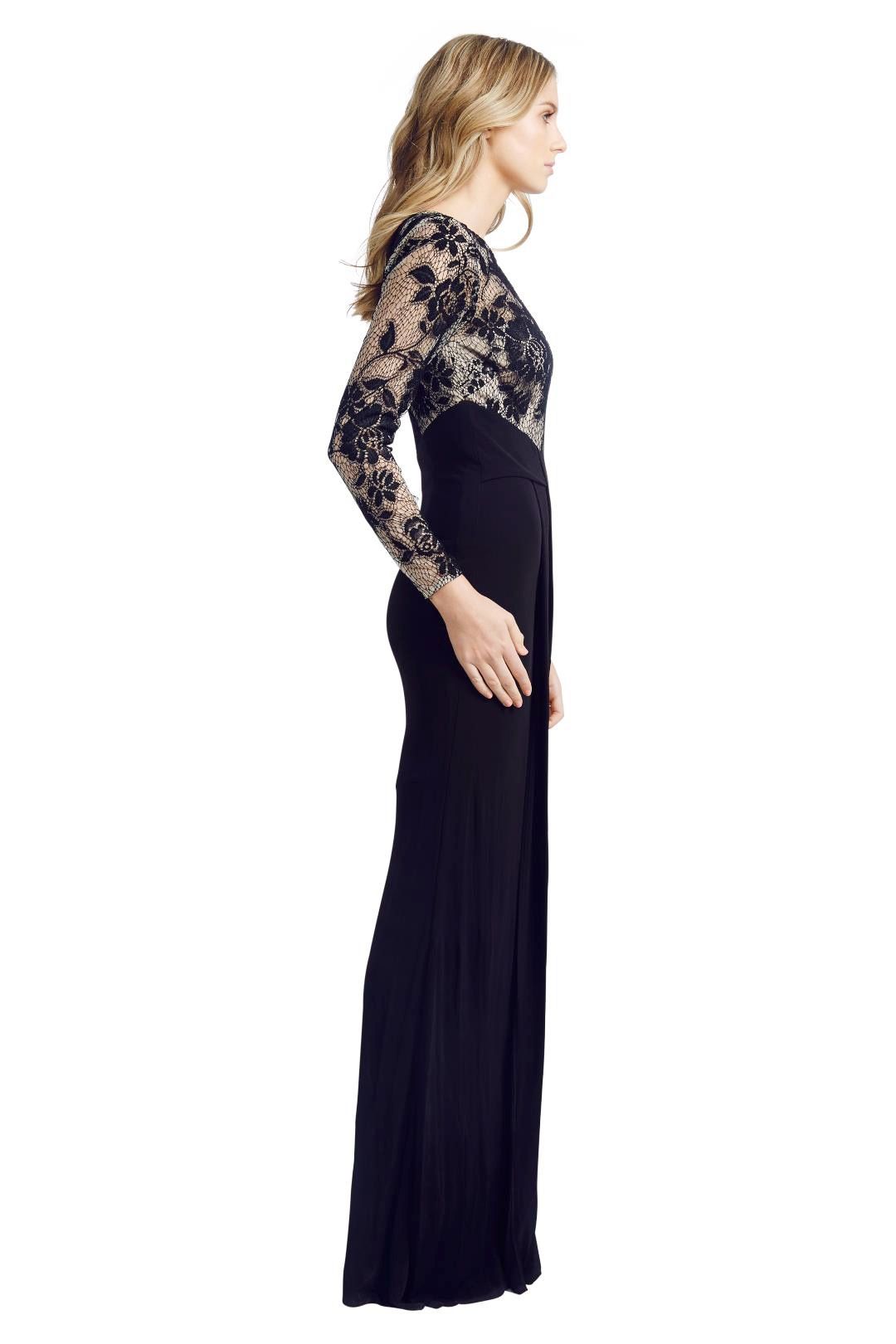 David Meister - Illusion Lace Gown - Black - Side
