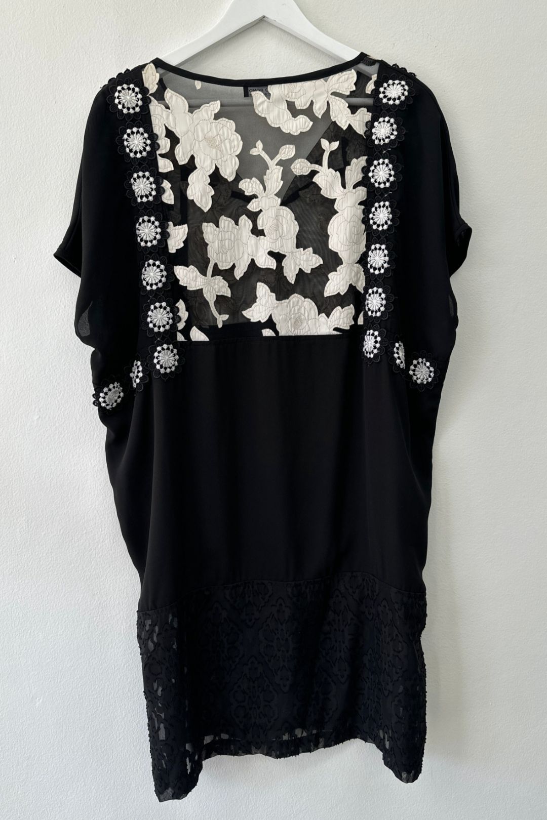 David Pond NZ - Black Embroidered Shift Dress