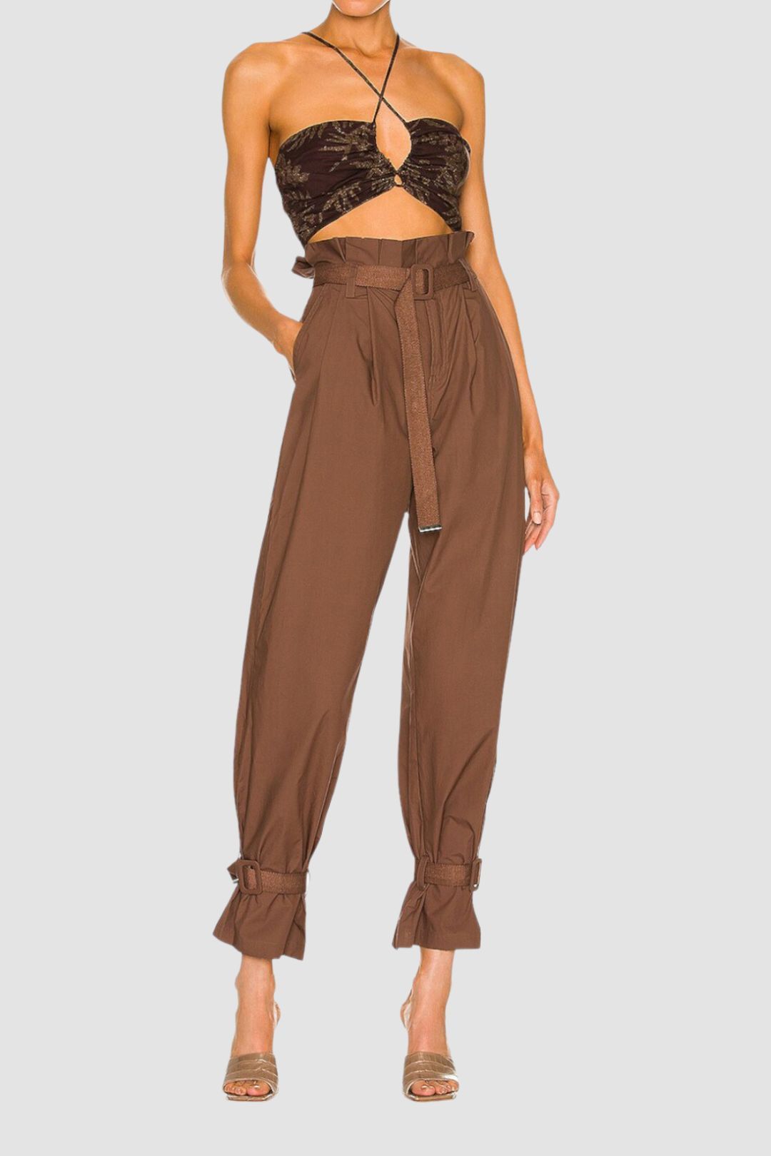 Desert Palm Cropped Top in Brown