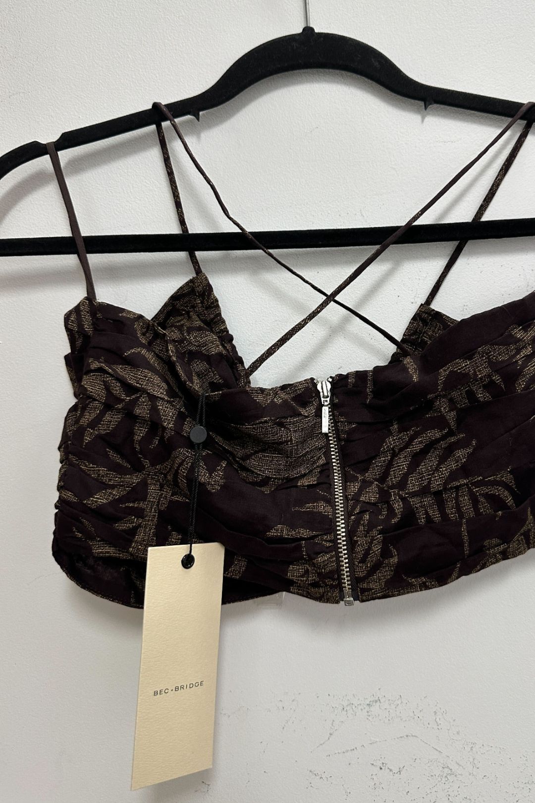 Desert Palm Cropped Top in Brown
