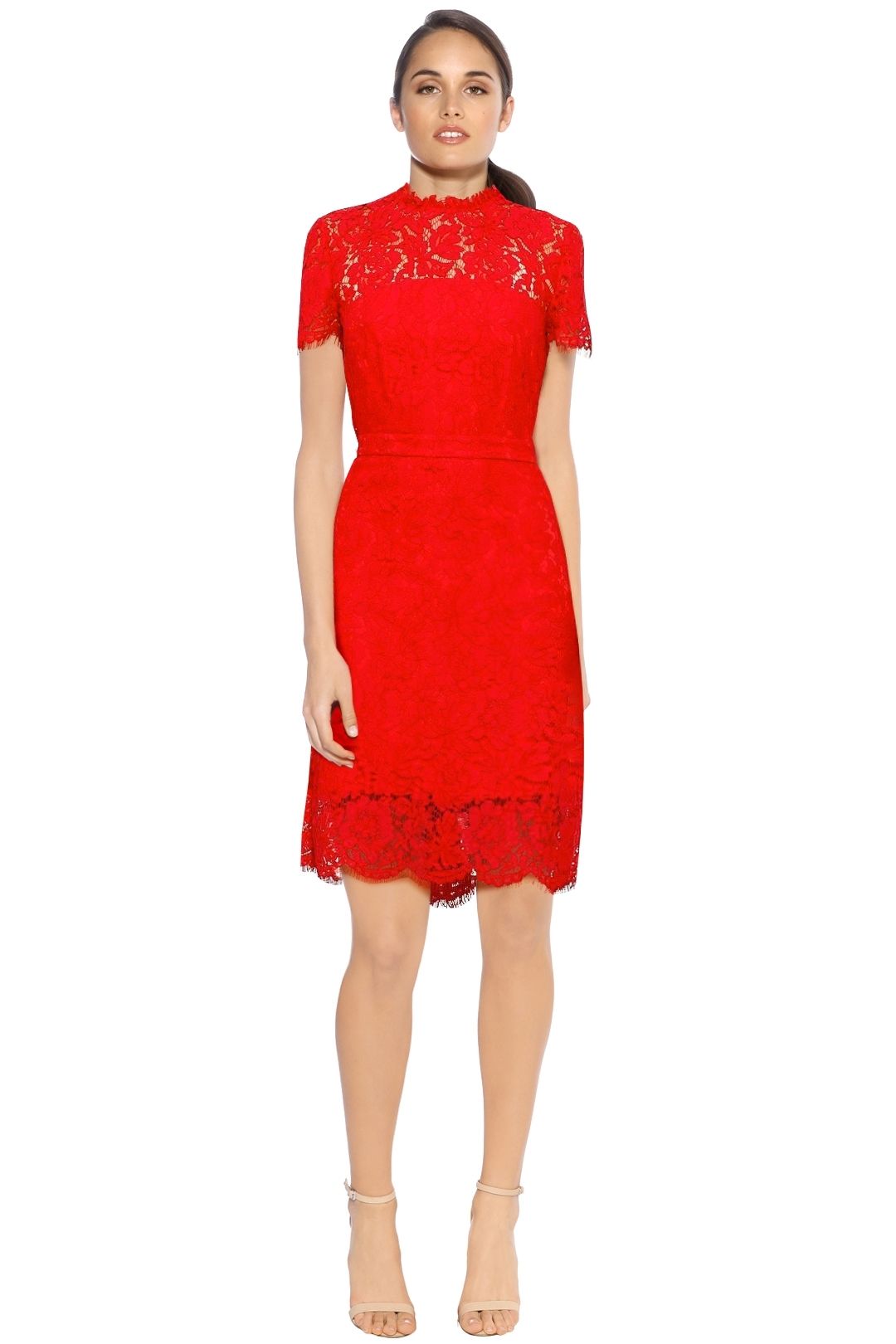 Diane Von Furstenberg - Alma Short Sleeve Dress - Red - Front