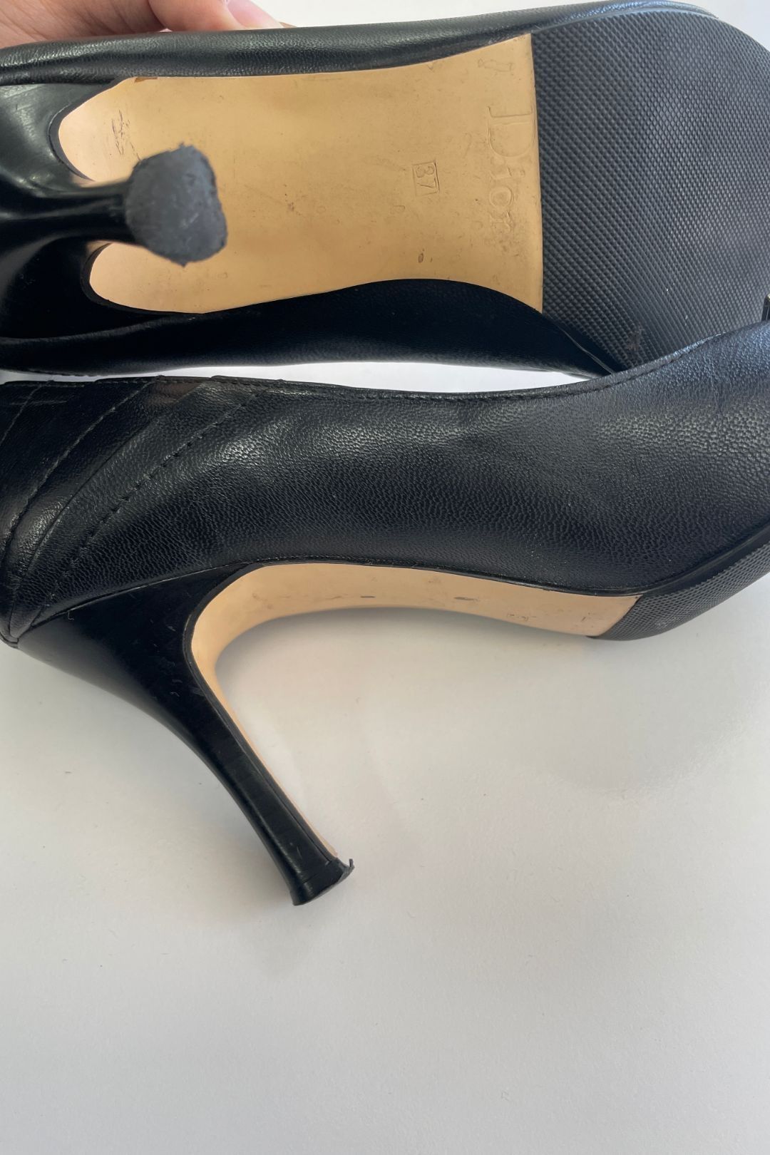 Buy Peep-Toe Black Stiletto Heels | Dior | GlamCorner