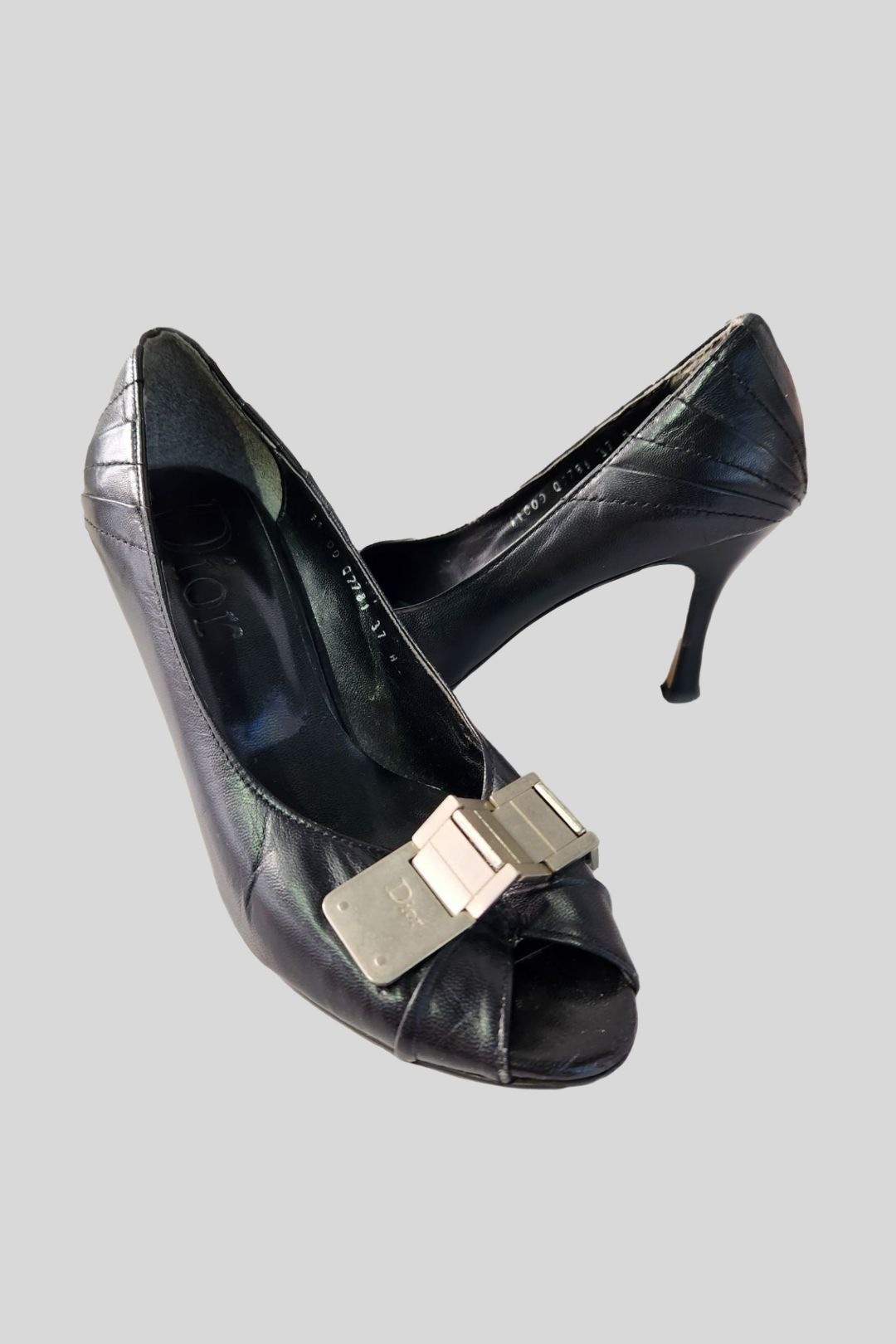 Dior Peep-Toe Black Stiletto Heels