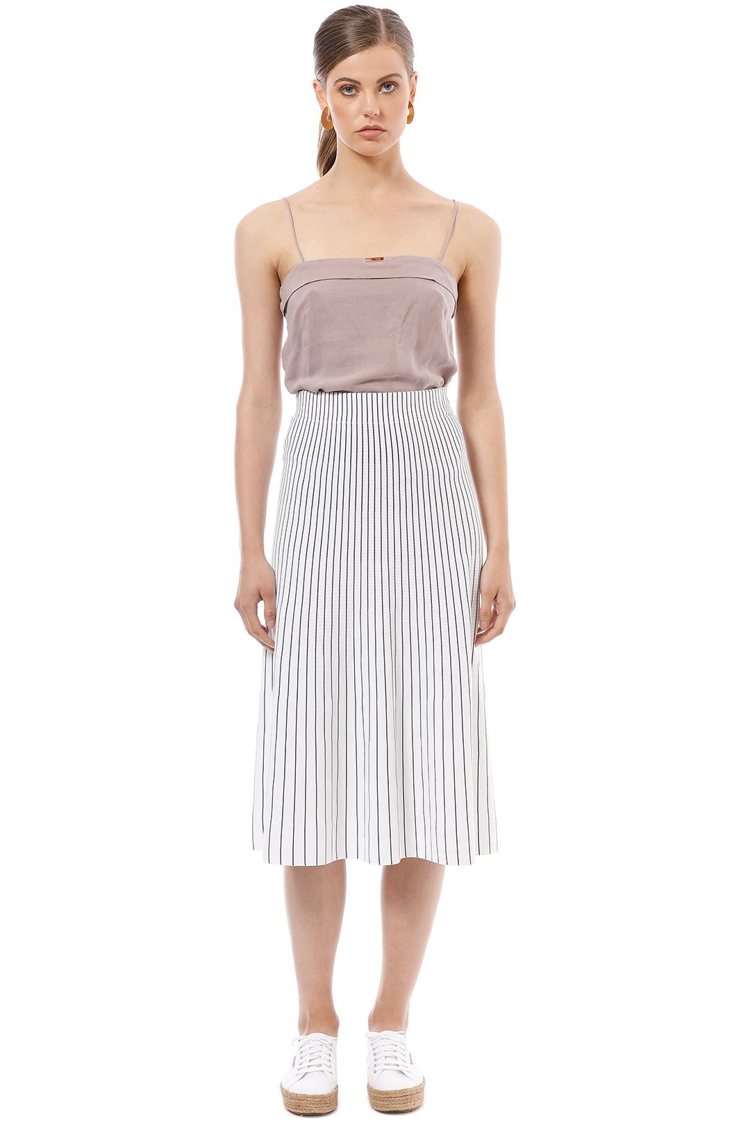 Elka Collective - Ruby Skirt - White Stripe - Front