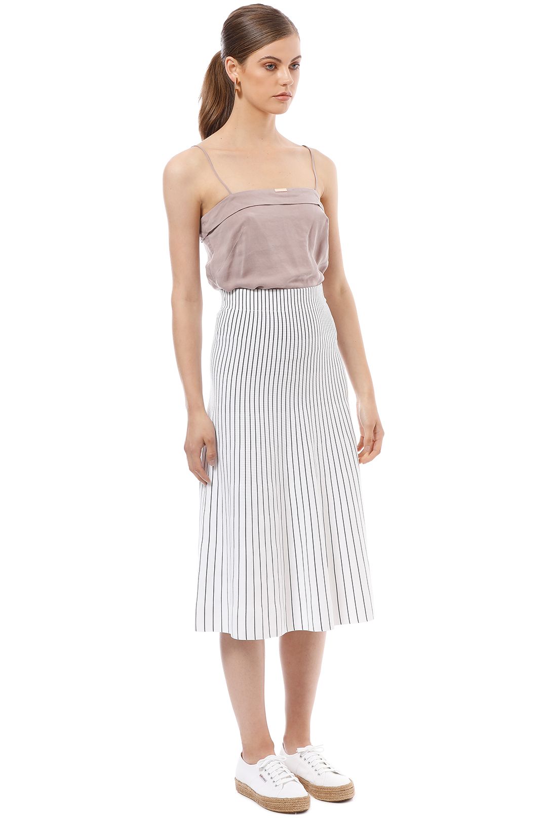 Elka Collective - Ruby Skirt - White Stripe - Side