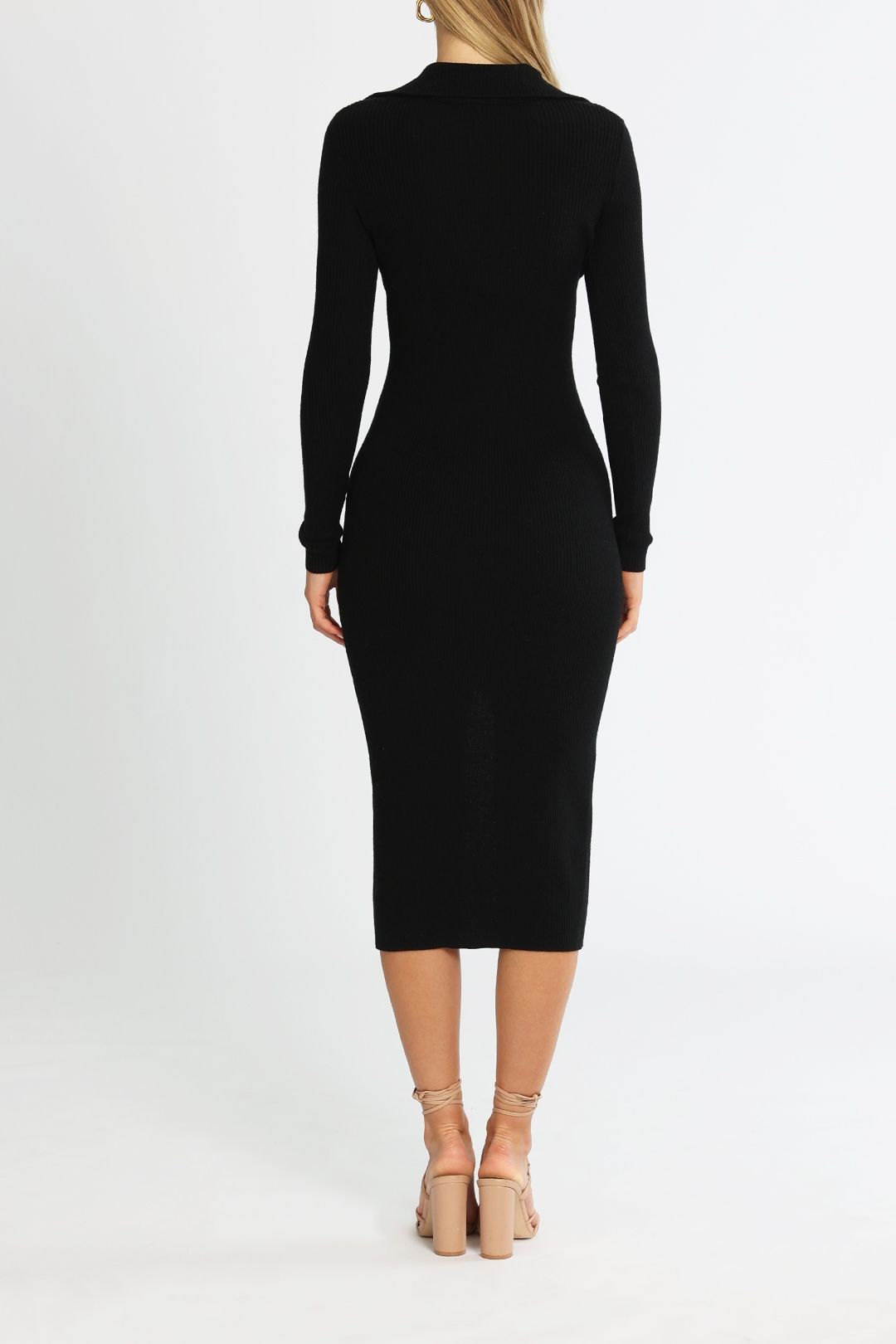 Ellen Ls O Neck Knit Dress Black
