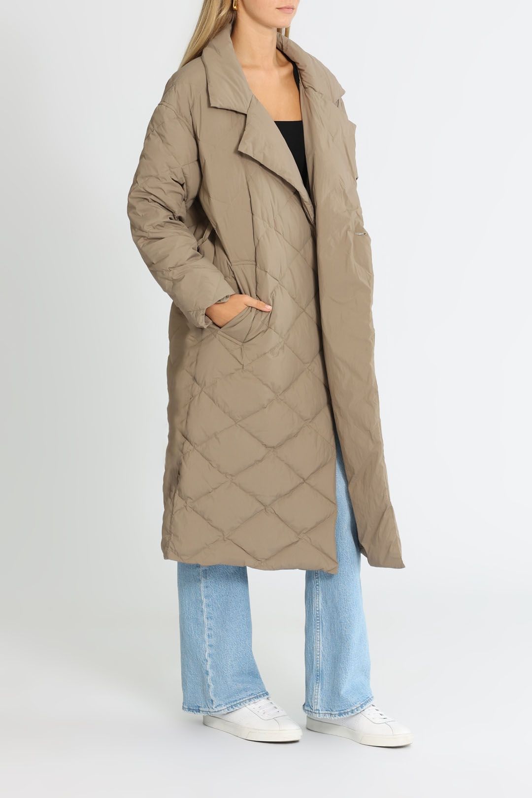 Elka Collective Simone Down Coat Taupe Long Sleeves