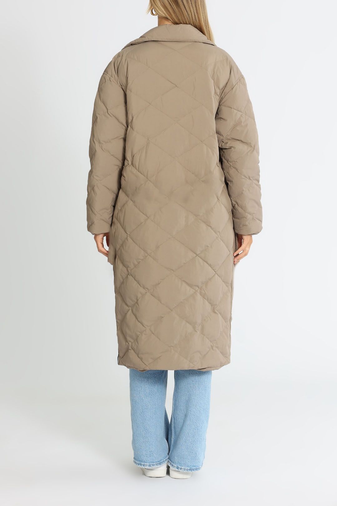 Elka Collective Simone Down Coat Taupe Relaxed Fit