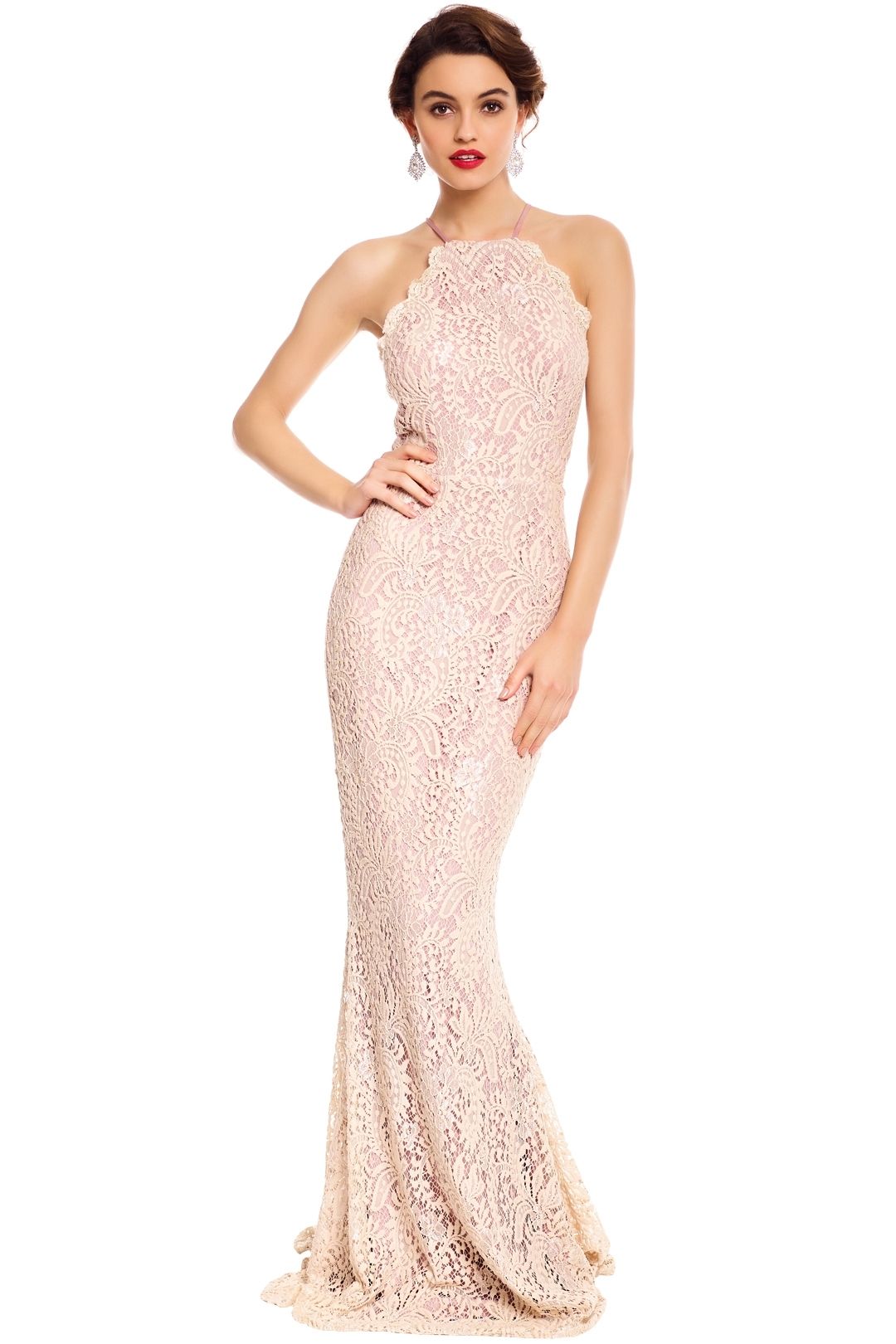 Elle Zeitoune - Lori Frappe Gown - Cream - Front