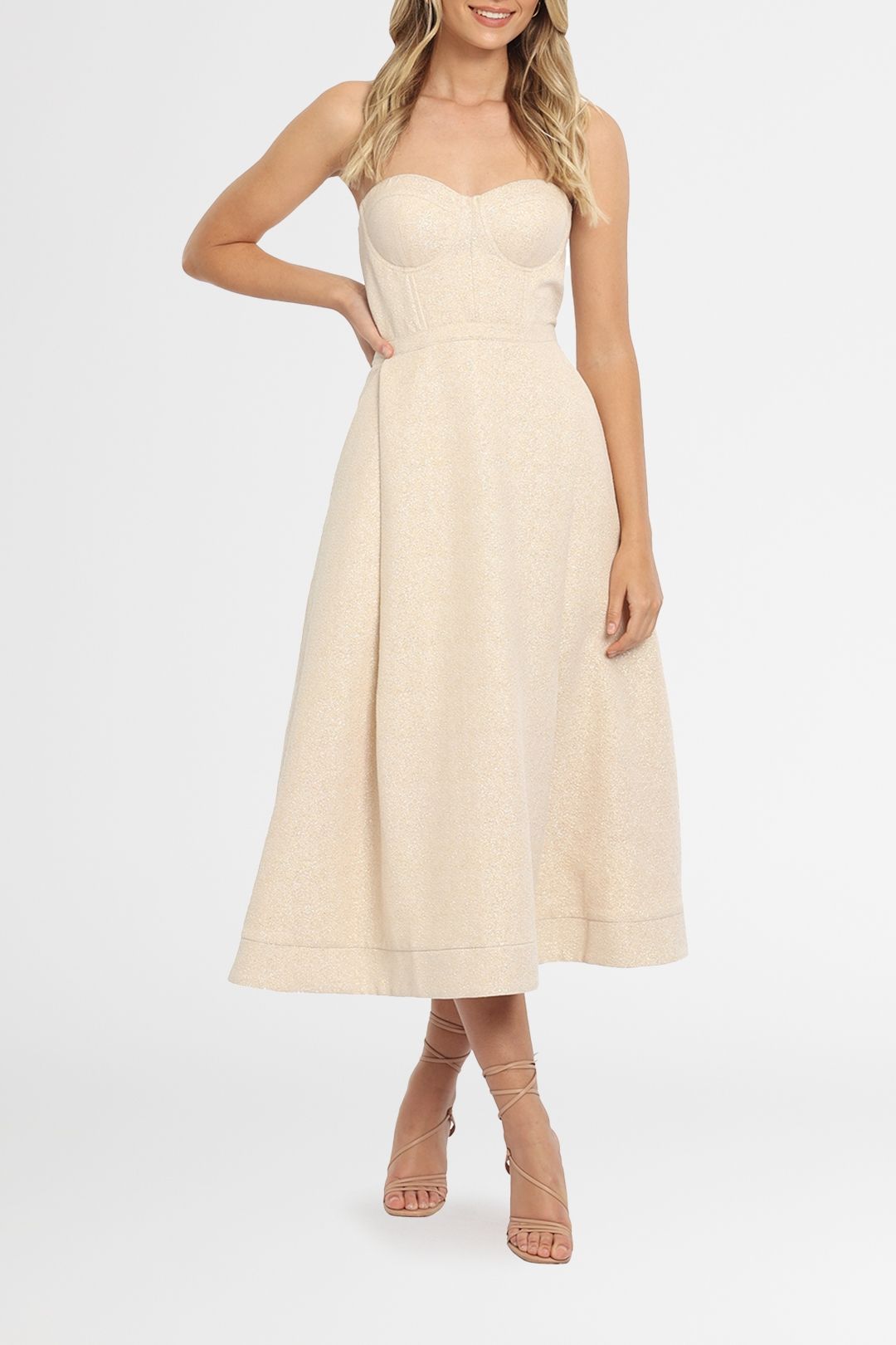 Elle Zeitoune Bustier Pleated Midi Dress