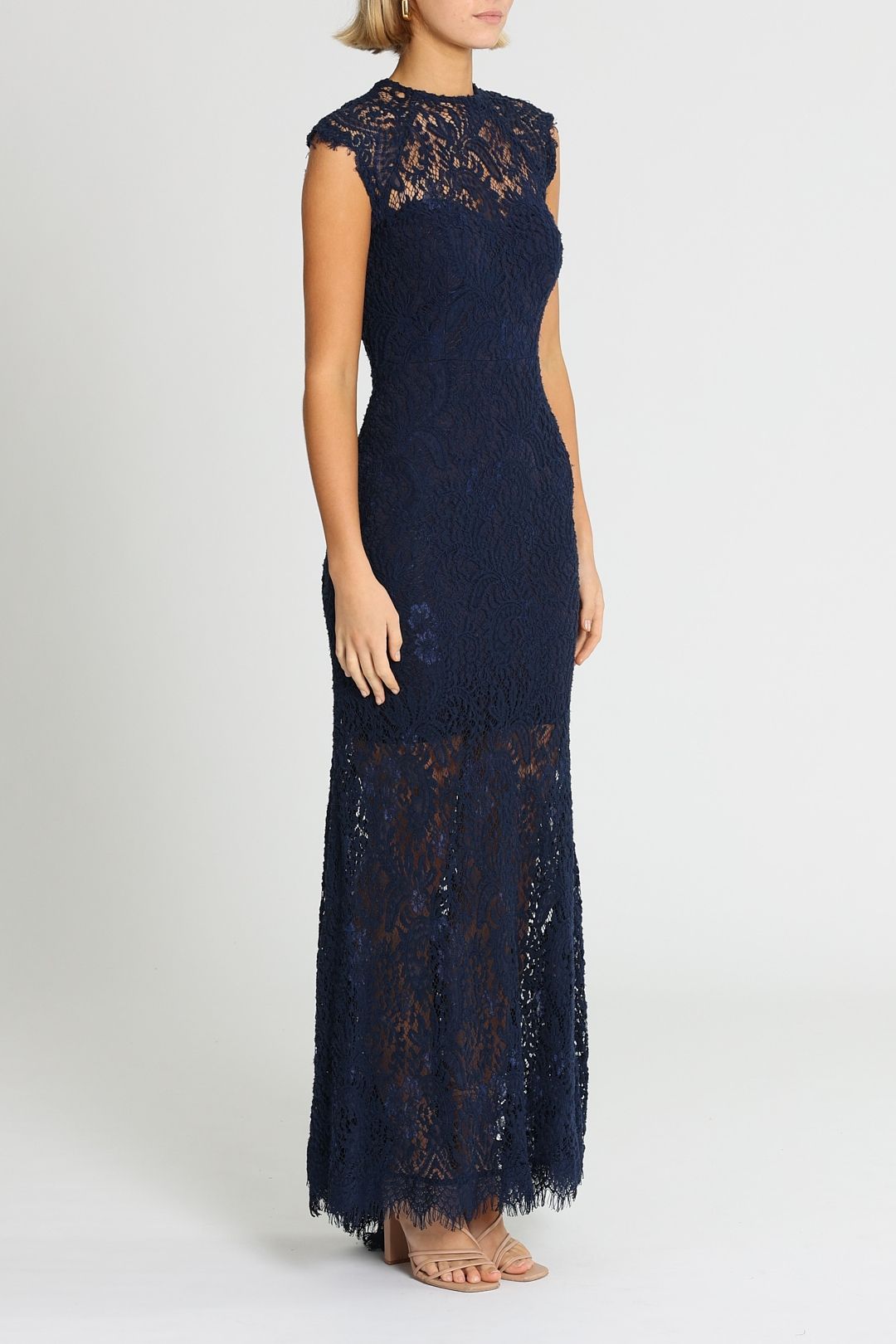 Elle Zeitoune Demi Gown Navy Lace