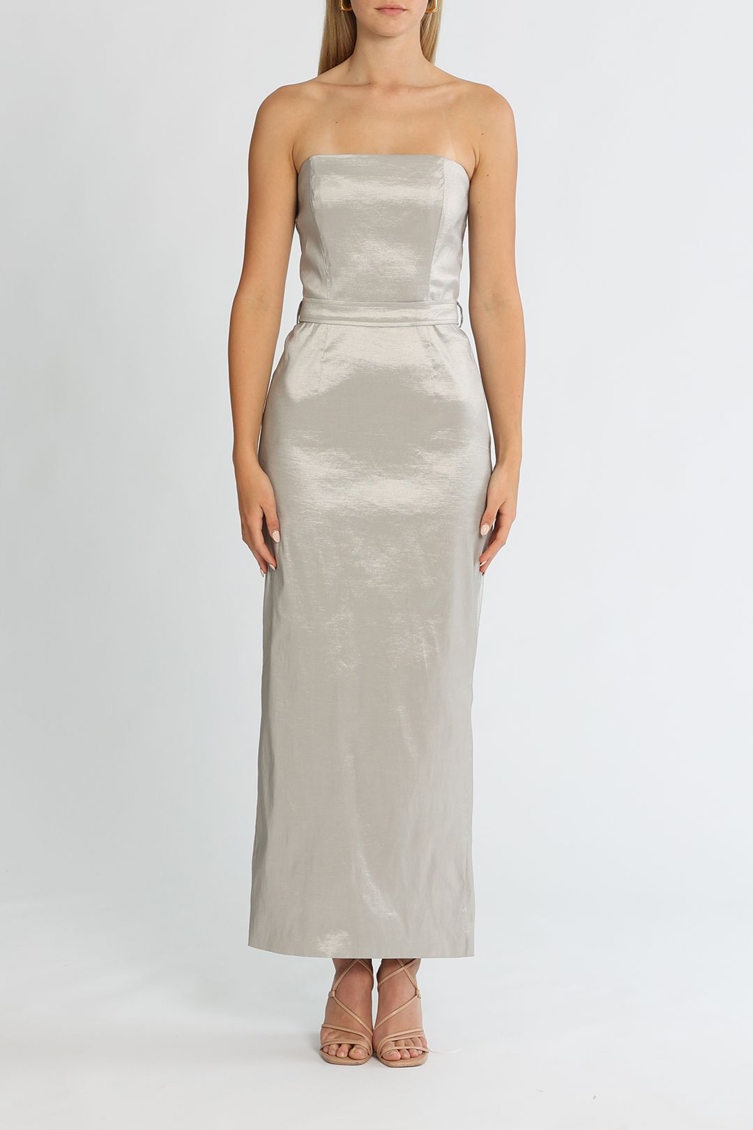 Elle Zeitoune Fitted Strapless Dress Silver