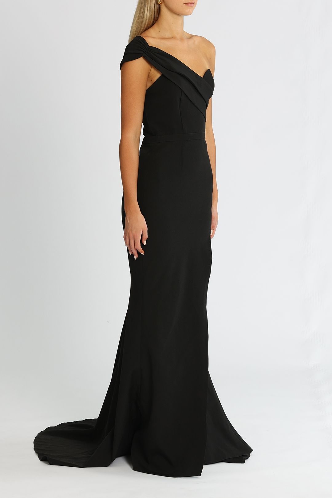 Hire One Sided Off The Shoulder Detail Gown in Black | Elle Zeitoune ...
