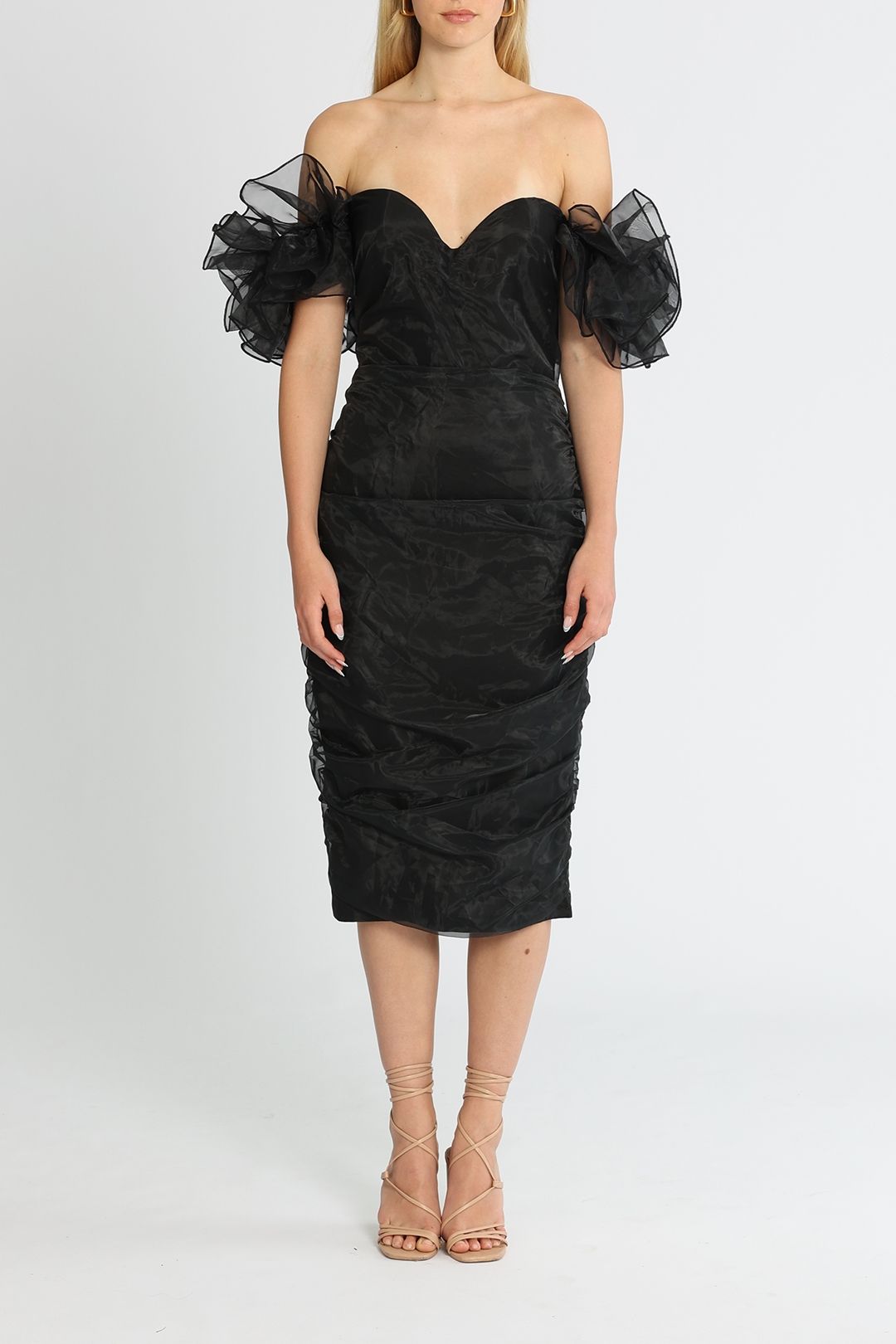 Elle Zeitoune Organza Midi Black