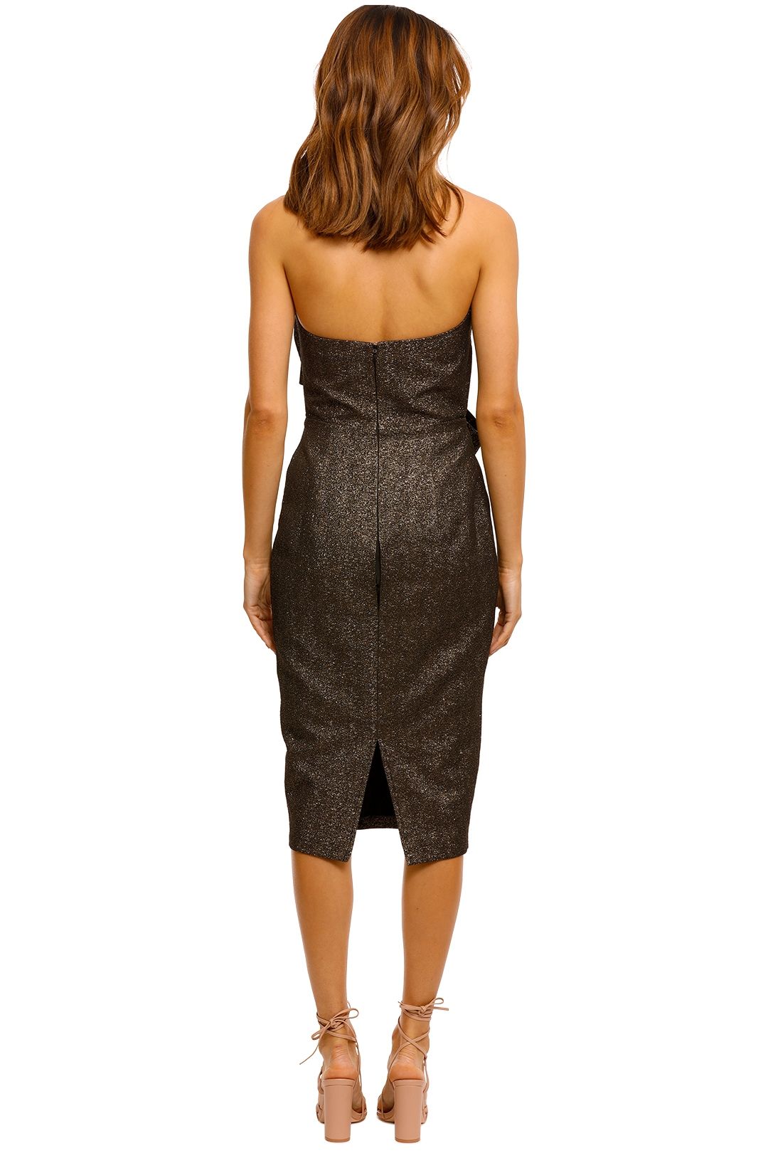 Elle Zeitoune Stella Strapless Midi Dress metallic