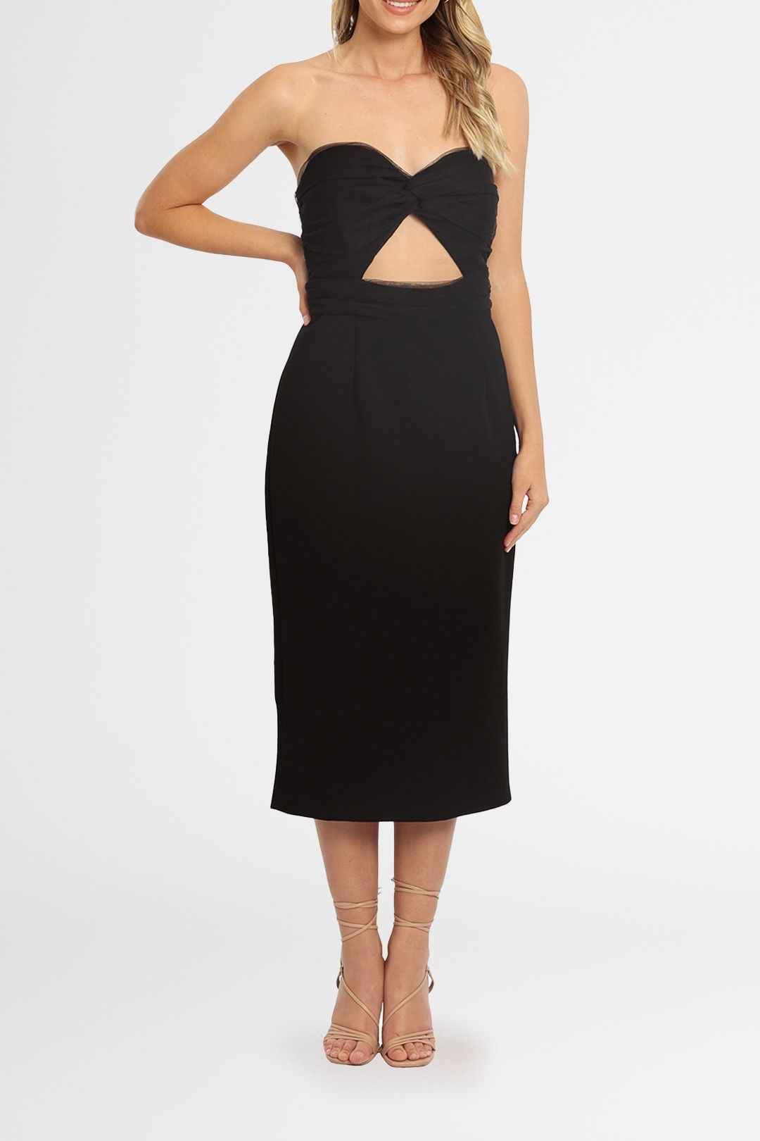 Elle Zeitoune Strapless Cut Out Dress