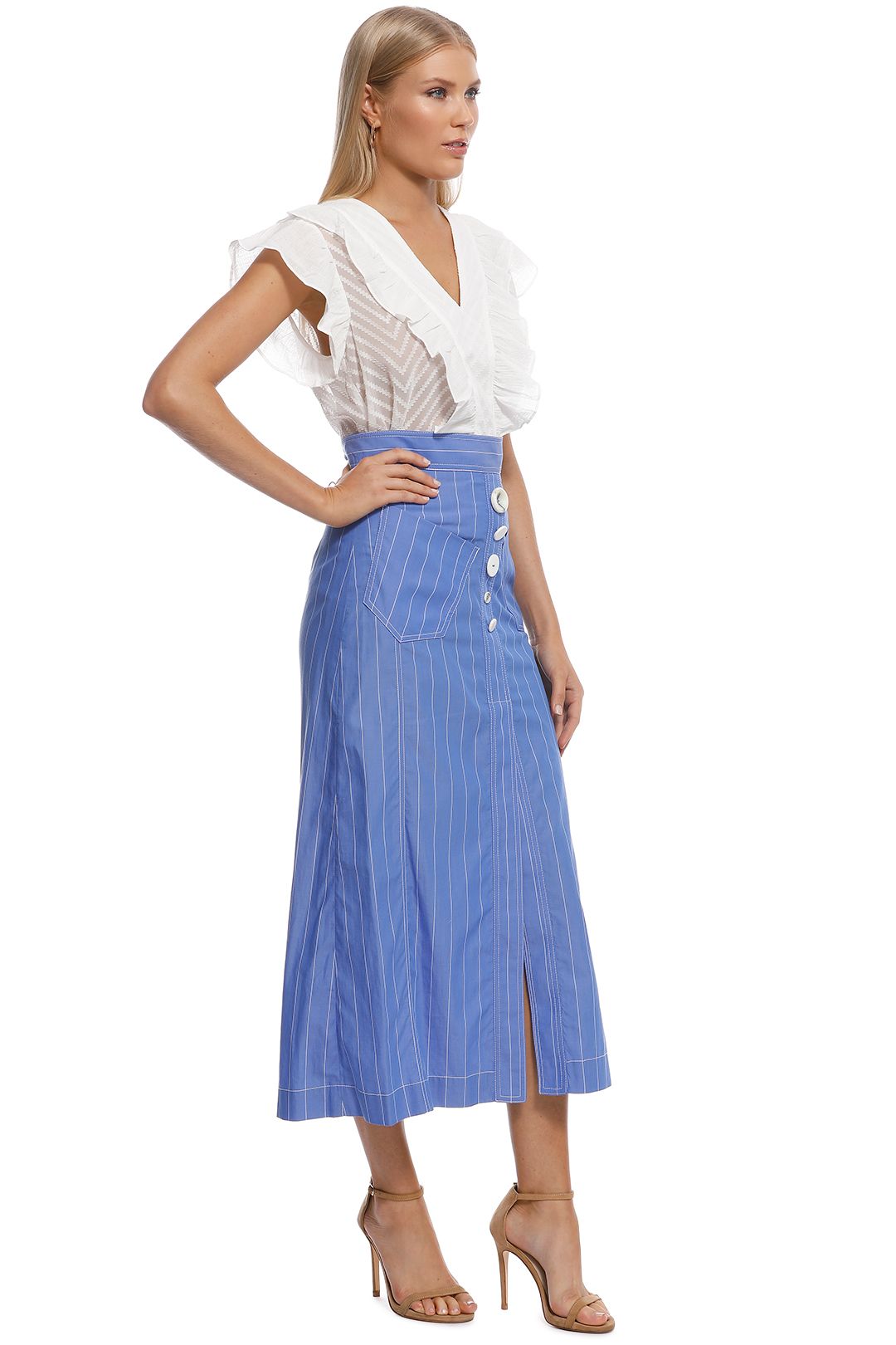Ellery - Aggie A-Line Skirt - Blue - Side