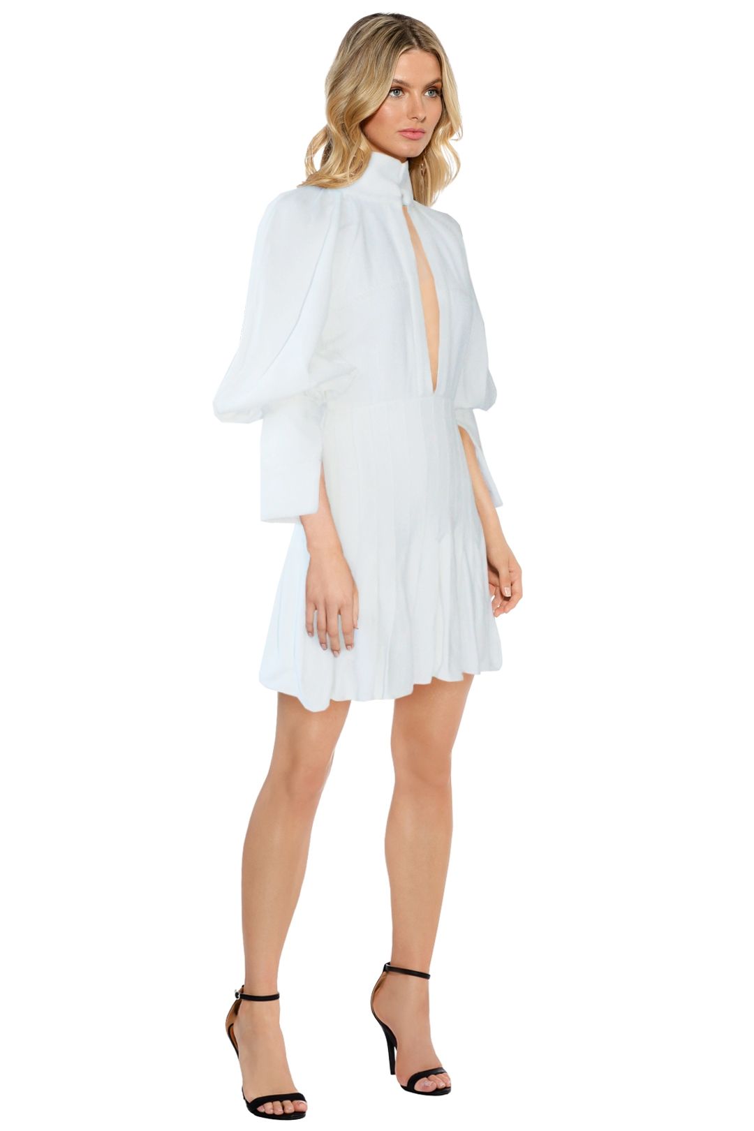 Ellery - Butler Voluminous Sleeve Dress - White - Side
