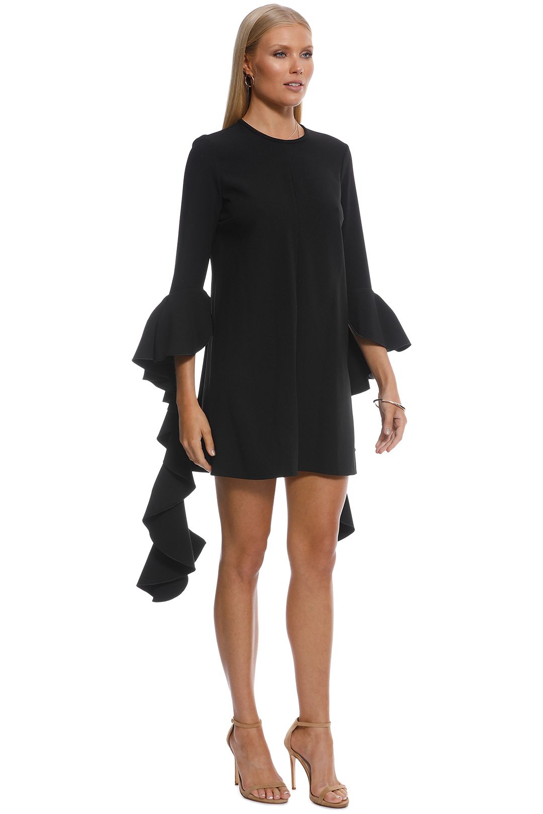Ellery - Kilkenny Frill Sleeve Mini Dress - Black - Side
