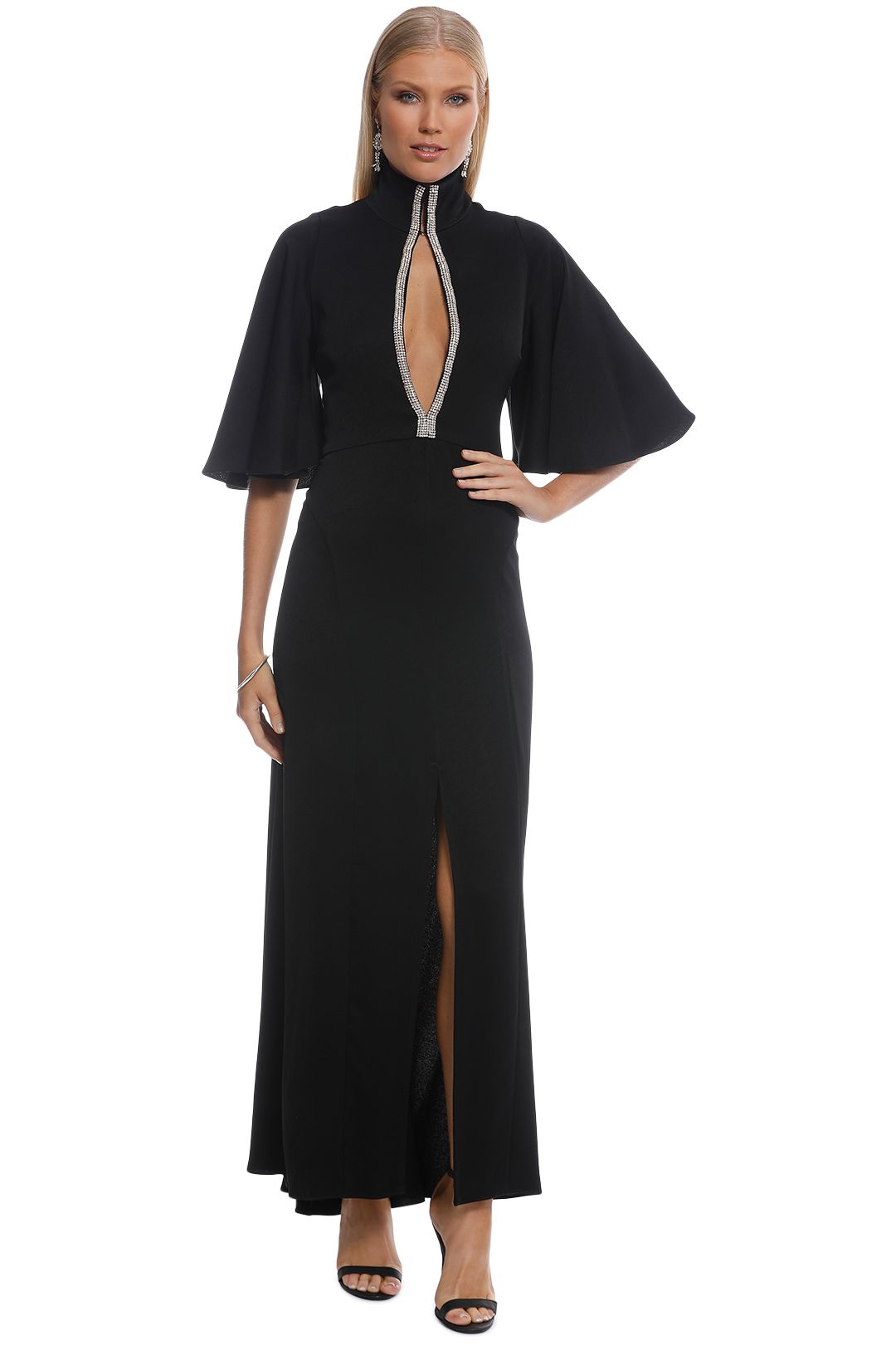 Ellery - Mae Funnel Neck Dress - Black  - Front