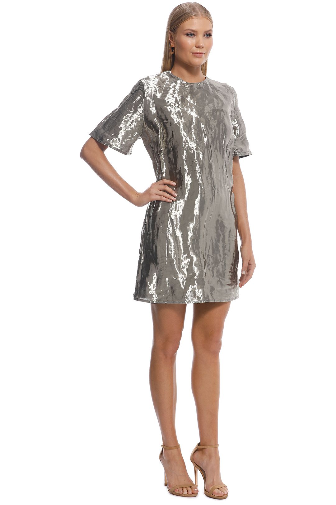 Ellery - Metal SS Mini Dress - Silver - Side