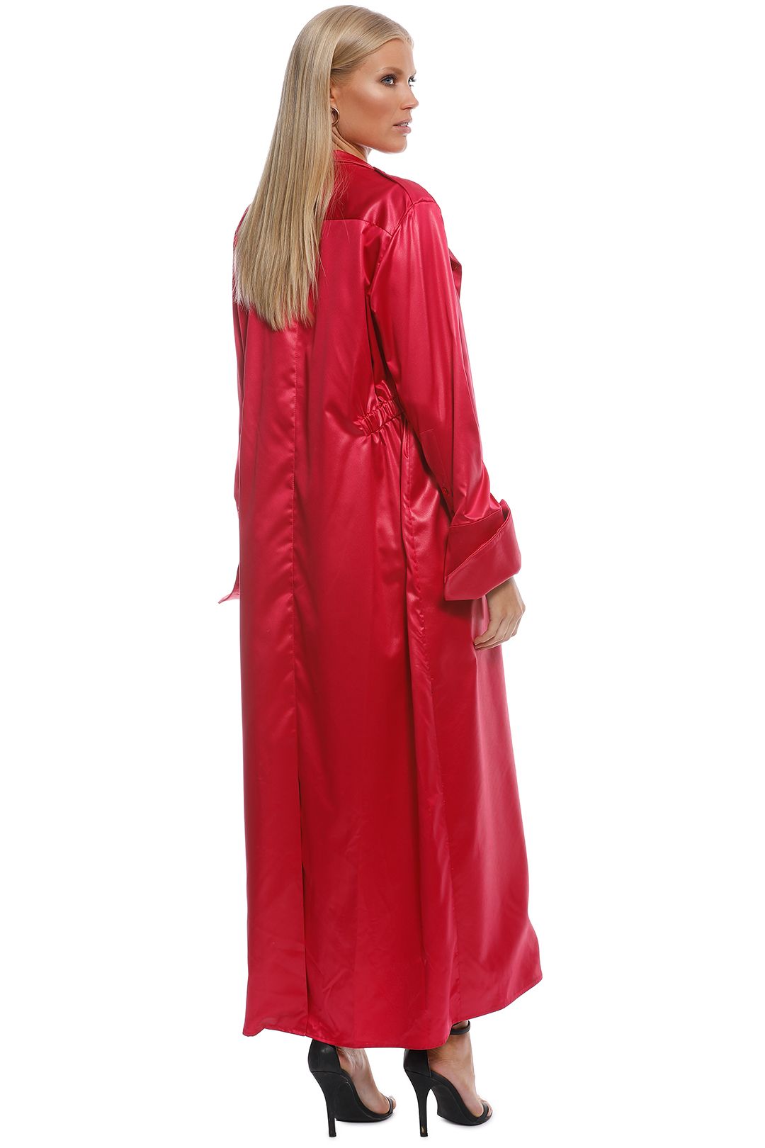 Ellery - Prophet Stand Collar Dress - Red - Back