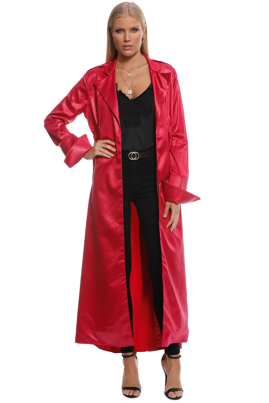 Ellery - Prophet Stand Collar Dress - Red - Front