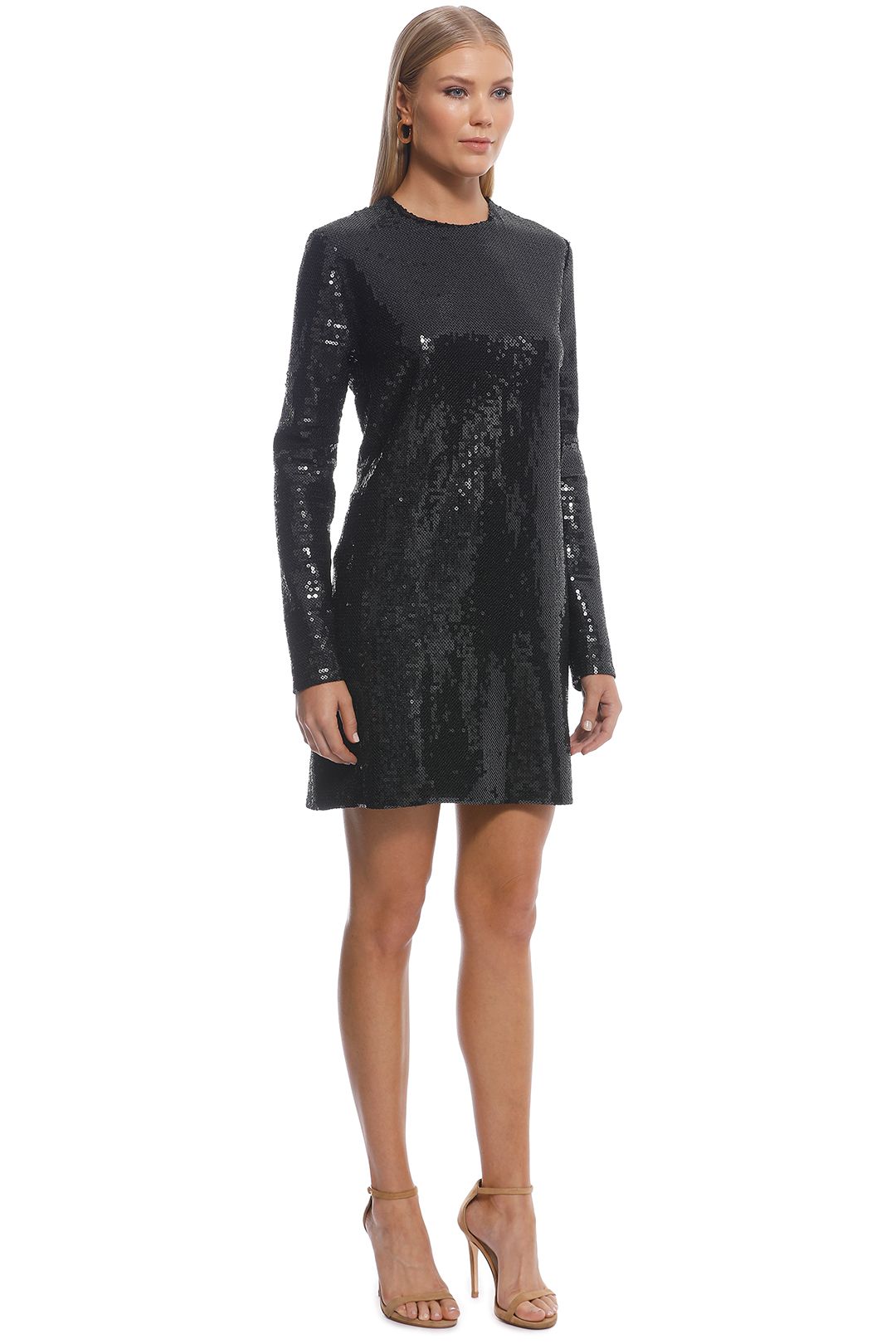 Ellery - Sequin LS Mini Dress - Black - Side