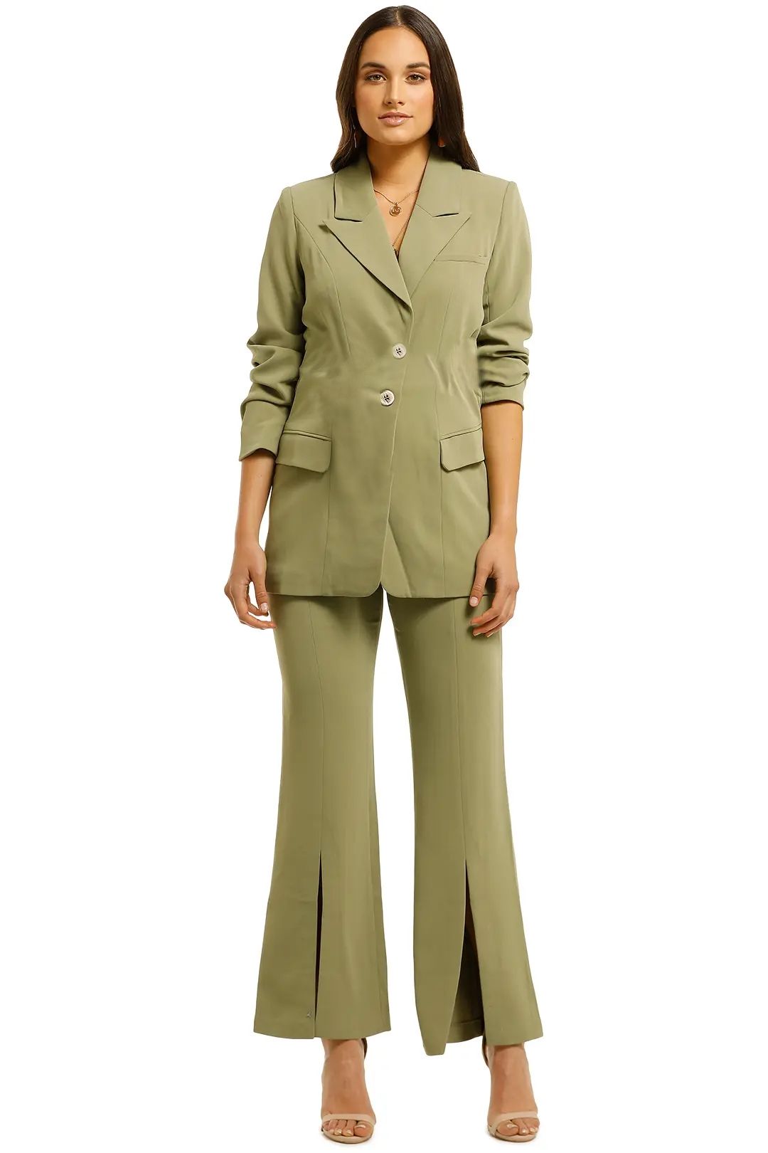 Elliatt-Coppelia-Blazer-and-Pant-Set-Khaki-Front