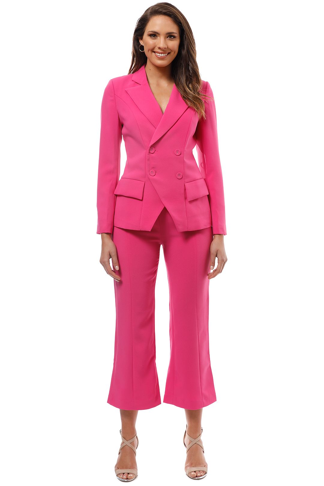 Elliatt - Opulent Blazer and Pant Set - Fuschia - Front