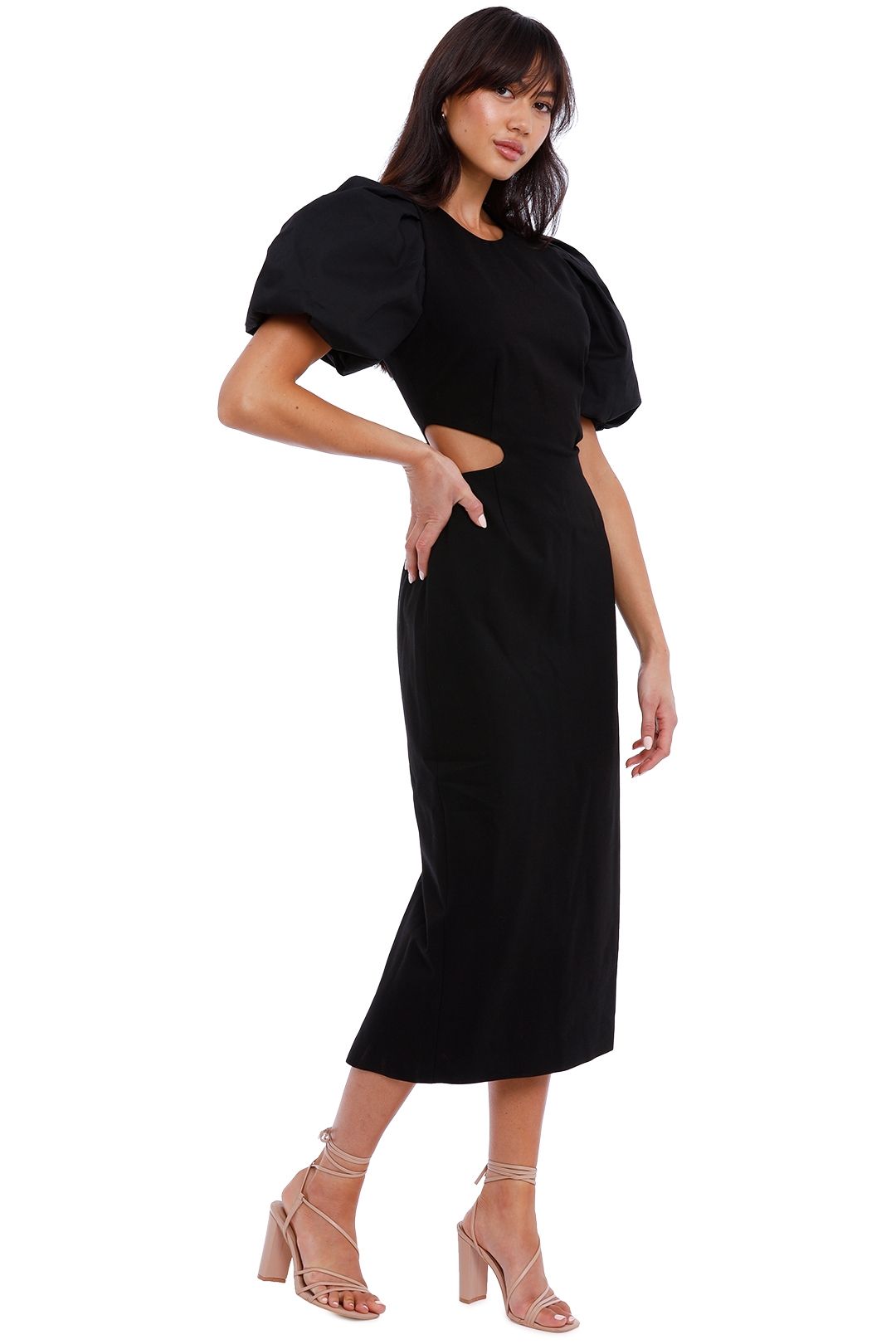 Elliatt Suffage Dress in Black Midi Length