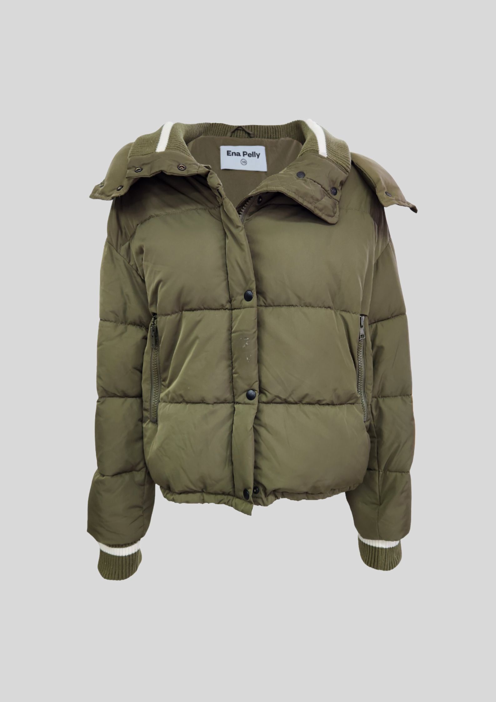 Ena Pelly - Cropped Khaki Puffer