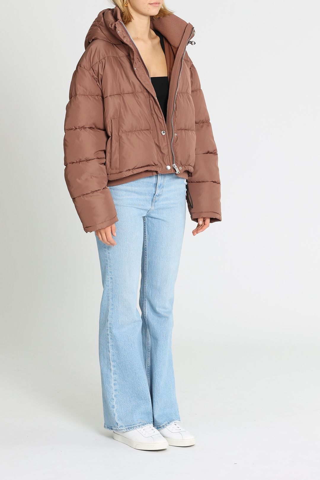 Ena Pelly Isla Cropped Puffer Jacket Coco Brown