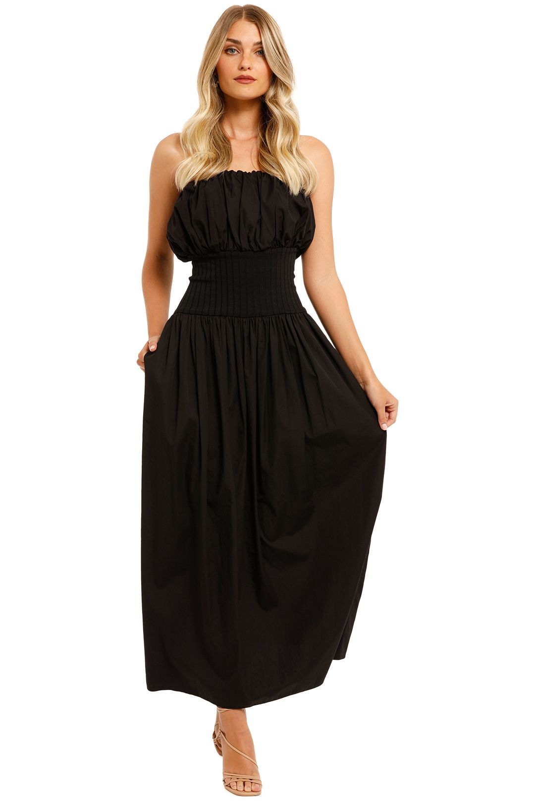 Hire Strapless Cotton Rib Dress in Black | Esse | GlamCorner
