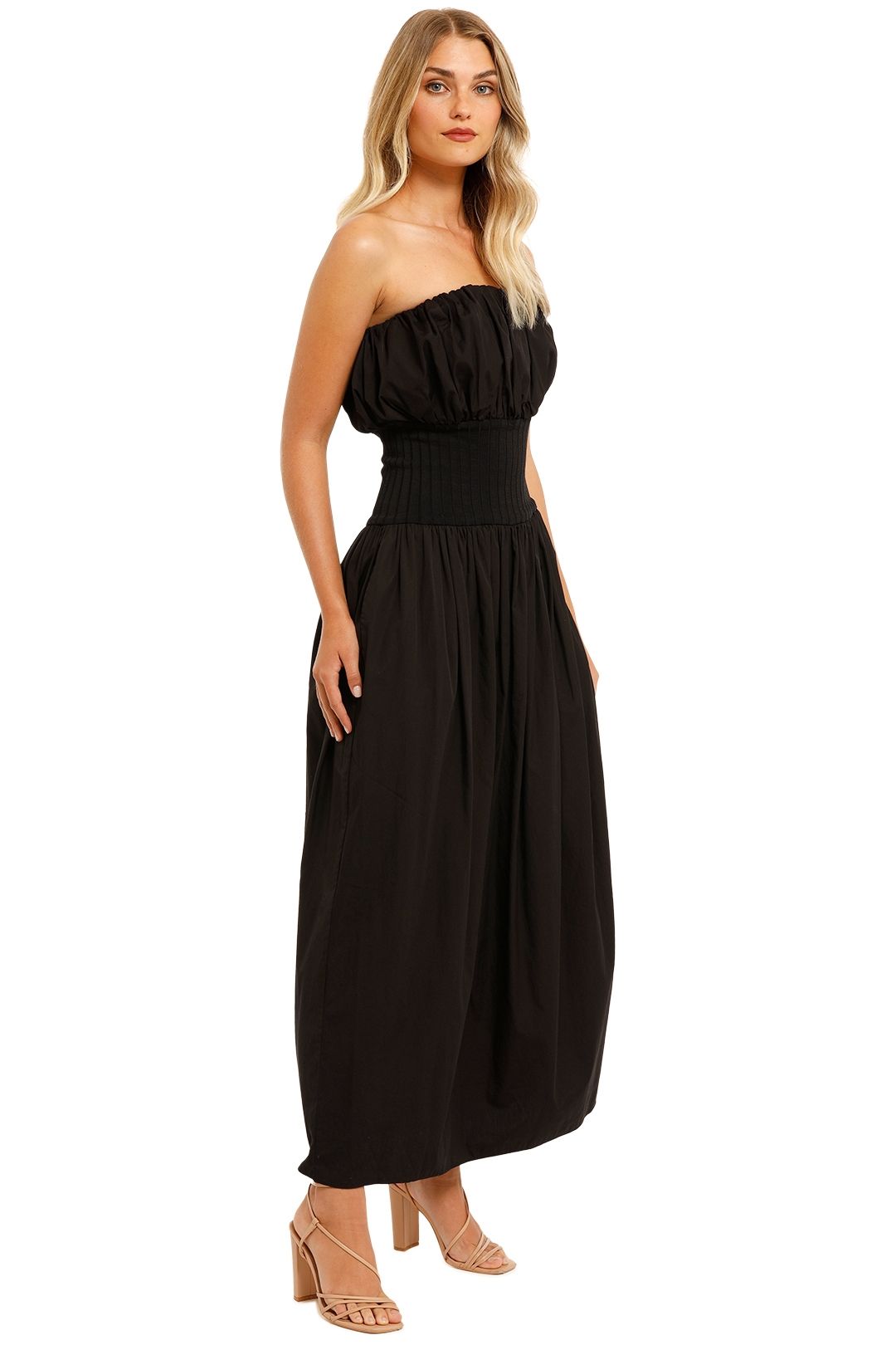 Hire Strapless Cotton Rib Dress in Black Esse GlamCorner