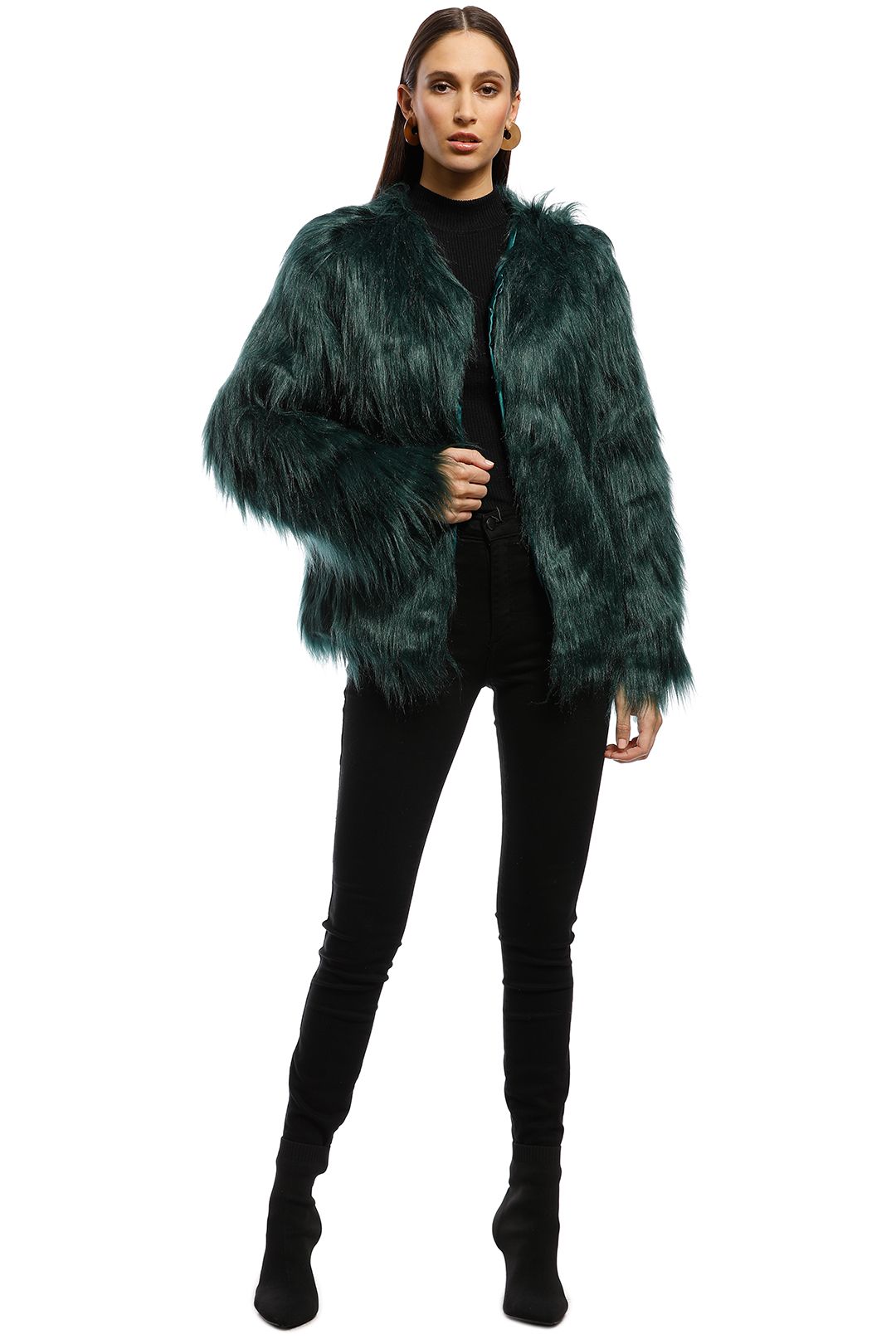Marmont Faux Fur Jacket in Forest Green