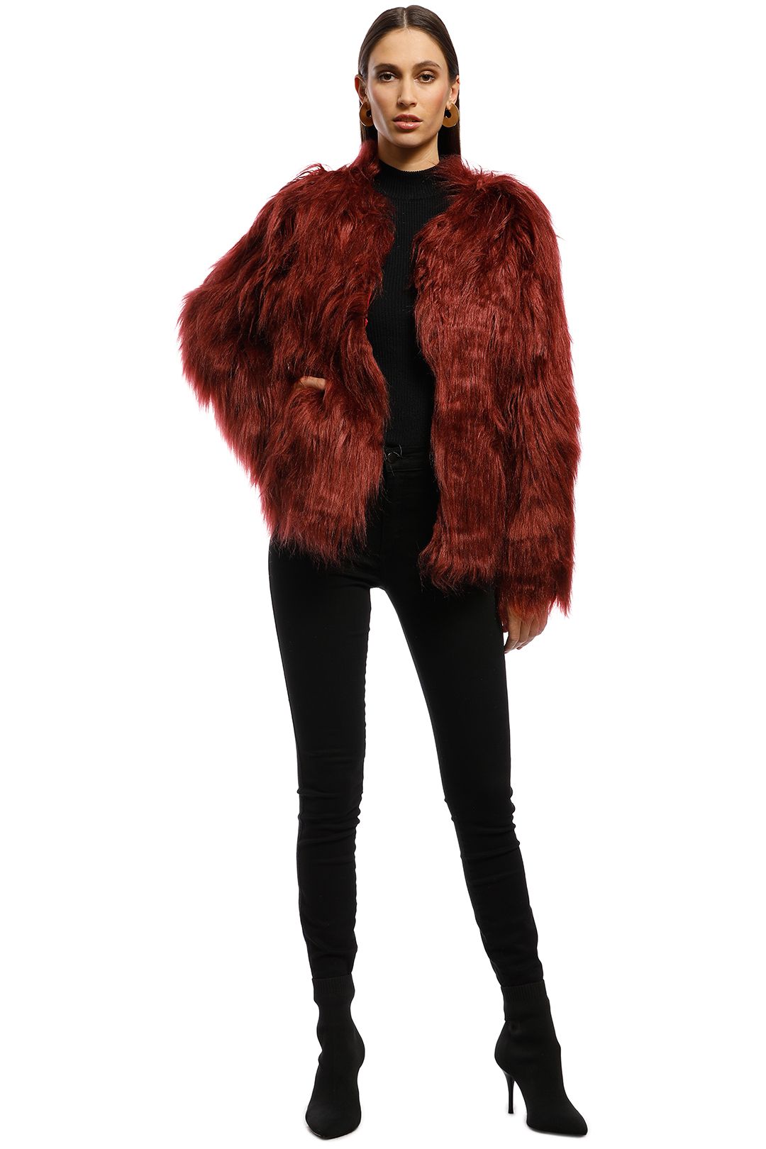 wine faux fur jacket