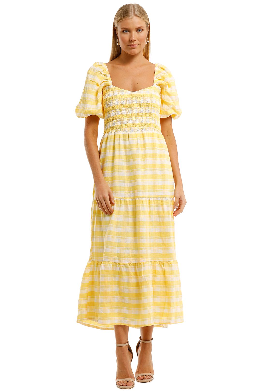 Gianna Short Sleeve Midi Dress By Faithfull For Hire Glamcorner