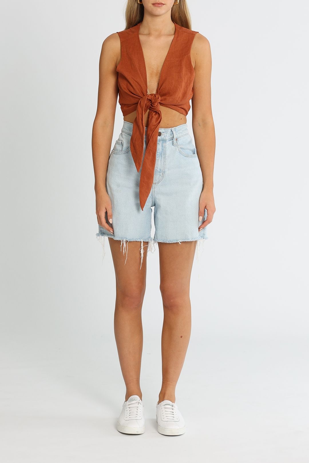 Hire Dalaila Tie Top in Plain Spice Faithfull GlamCorner