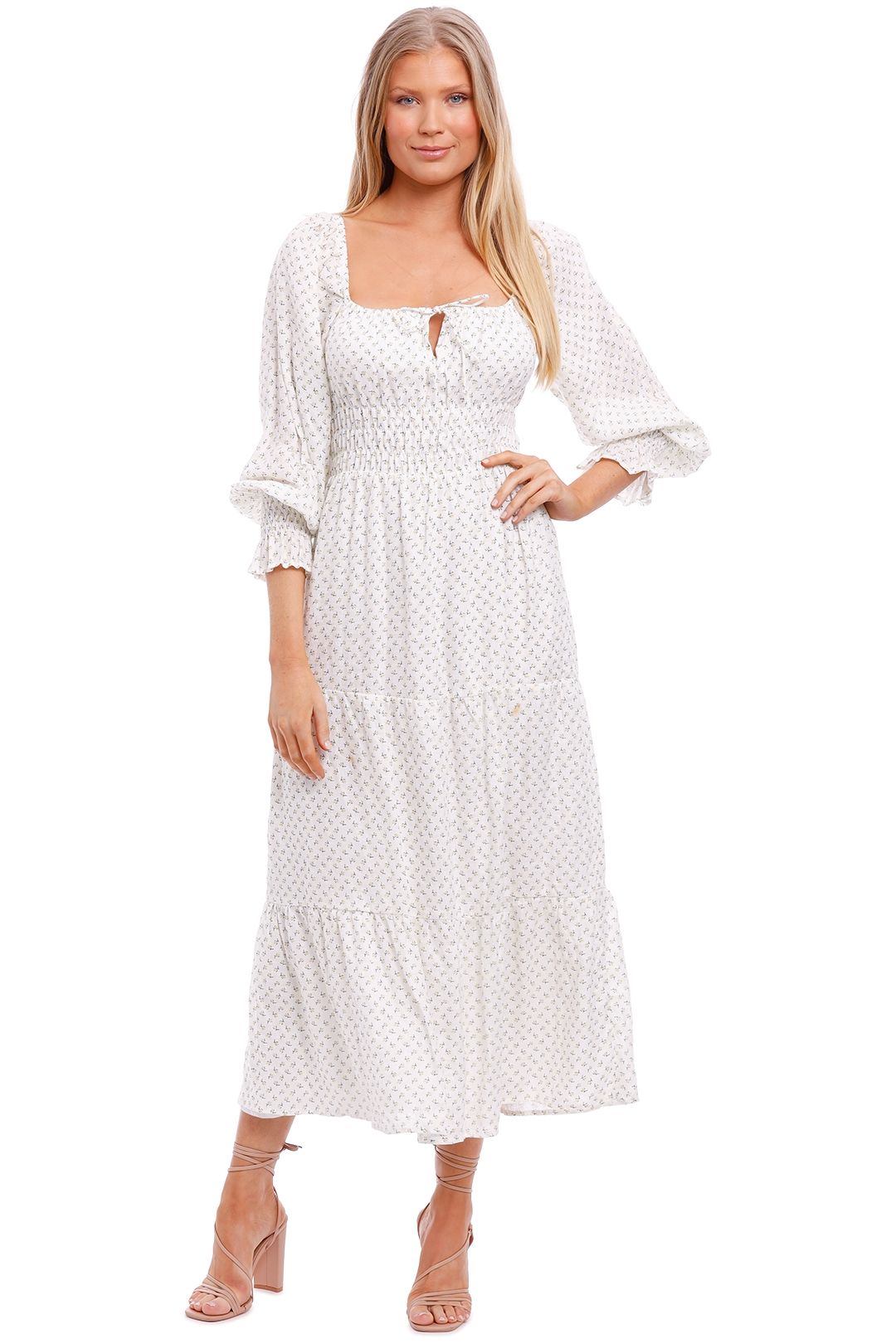 Faithfull Dariya Floral Midi Dress white