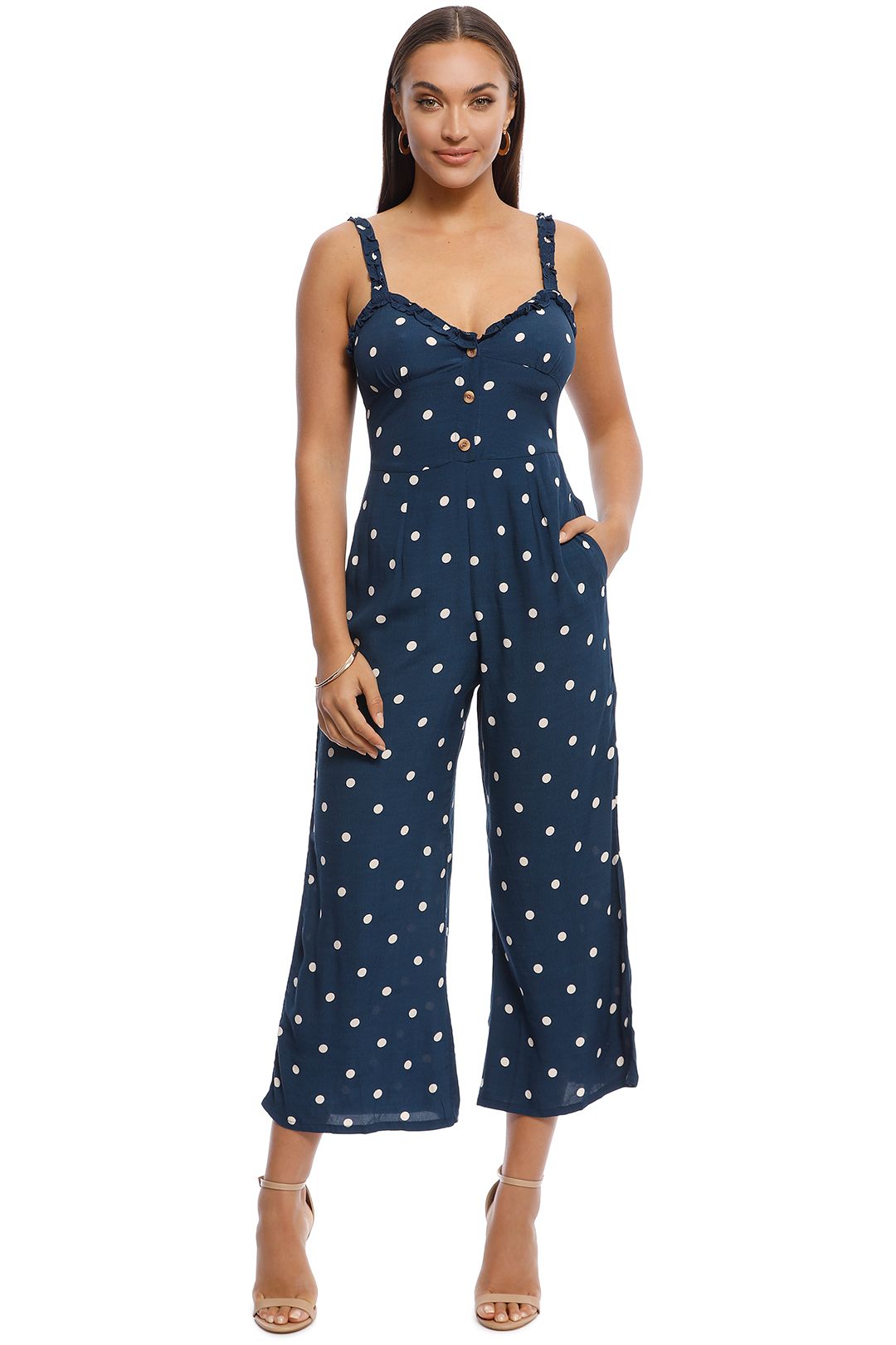 Faithfull the Brand - Cancun Jumpsuit - Navy Spot - Front