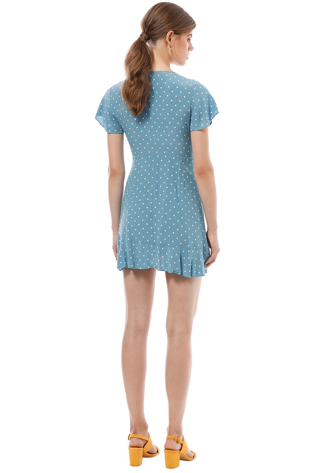 Auguste - Polly Frill Neck Wrap Mini Dress - Blue - Back