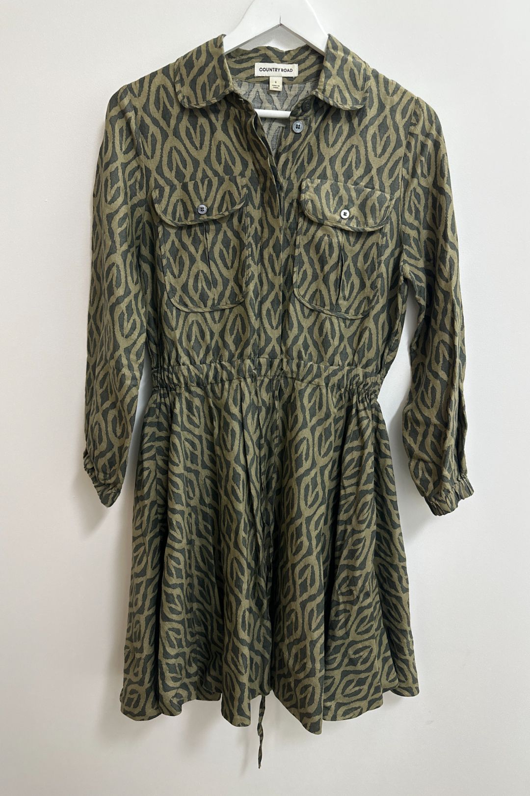 Country Road Flared Collared Dress in Green