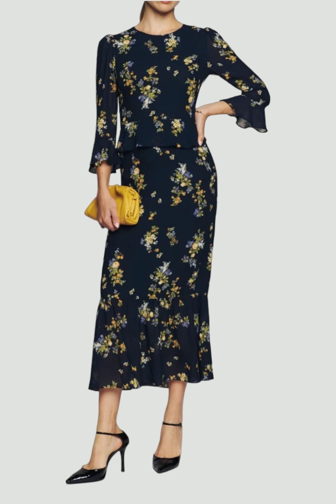 Printed Dress - Navy